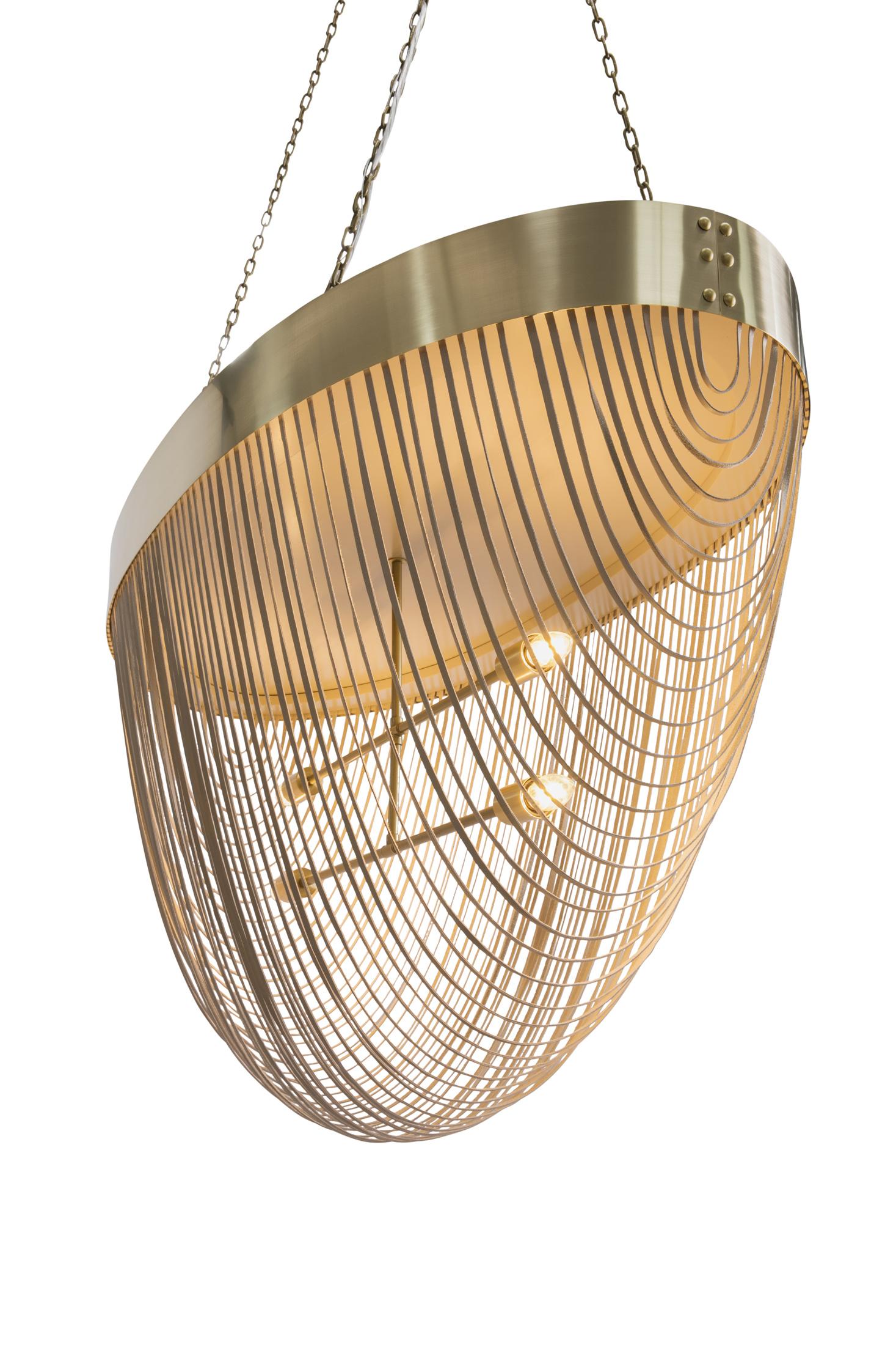 Romantic Brass Oval Chandelier