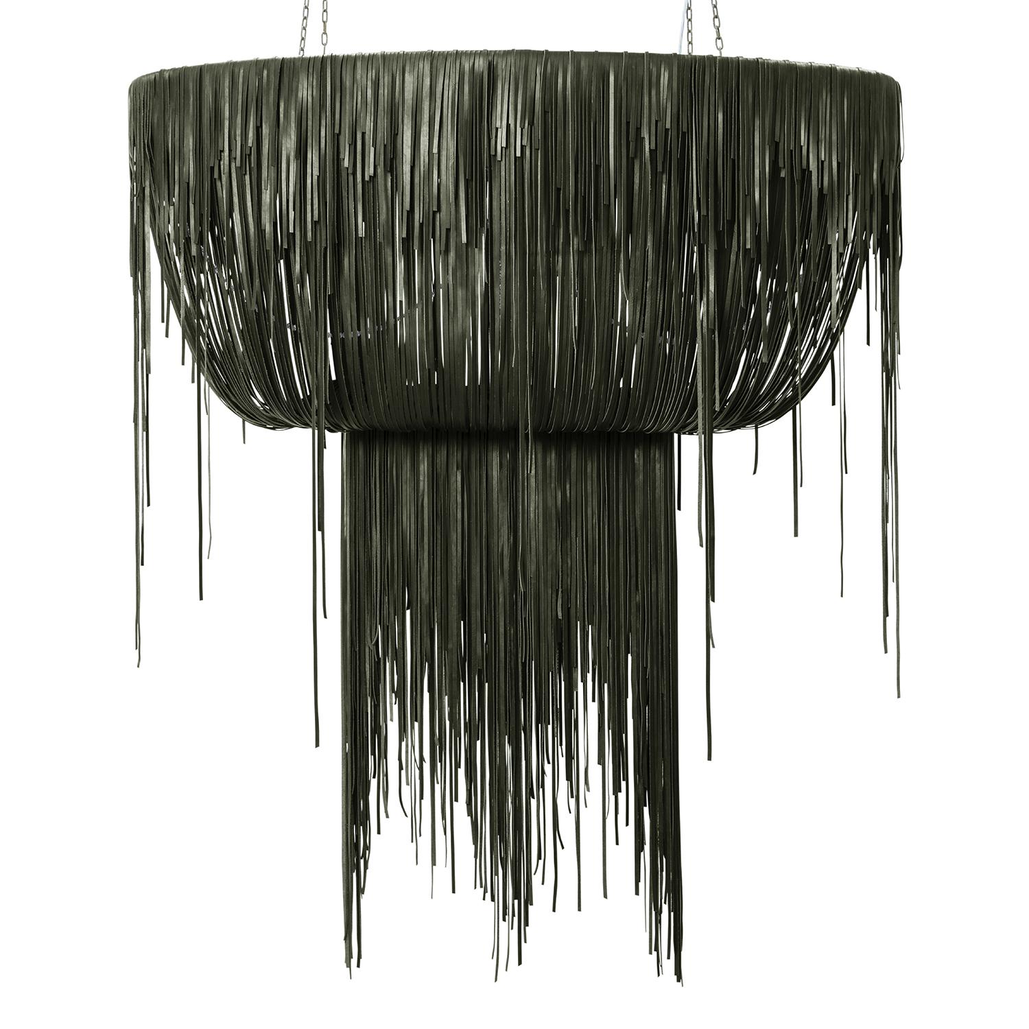 Large Oval Urchin Leather Chandelier in NeKeia Leather