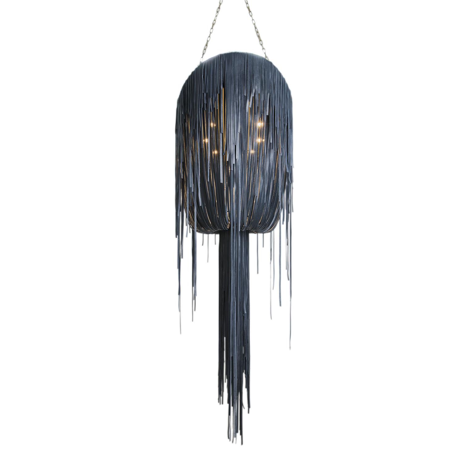 Large Oval Urchin Leather Chandelier in NeKeia Leather