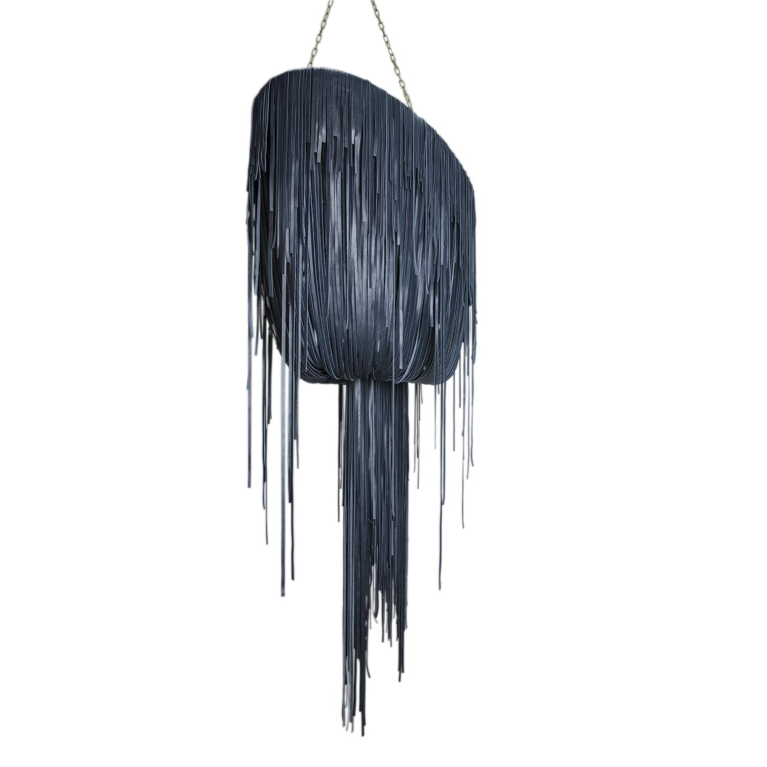 Large Oval Urchin Leather Chandelier in NeKeia Leather