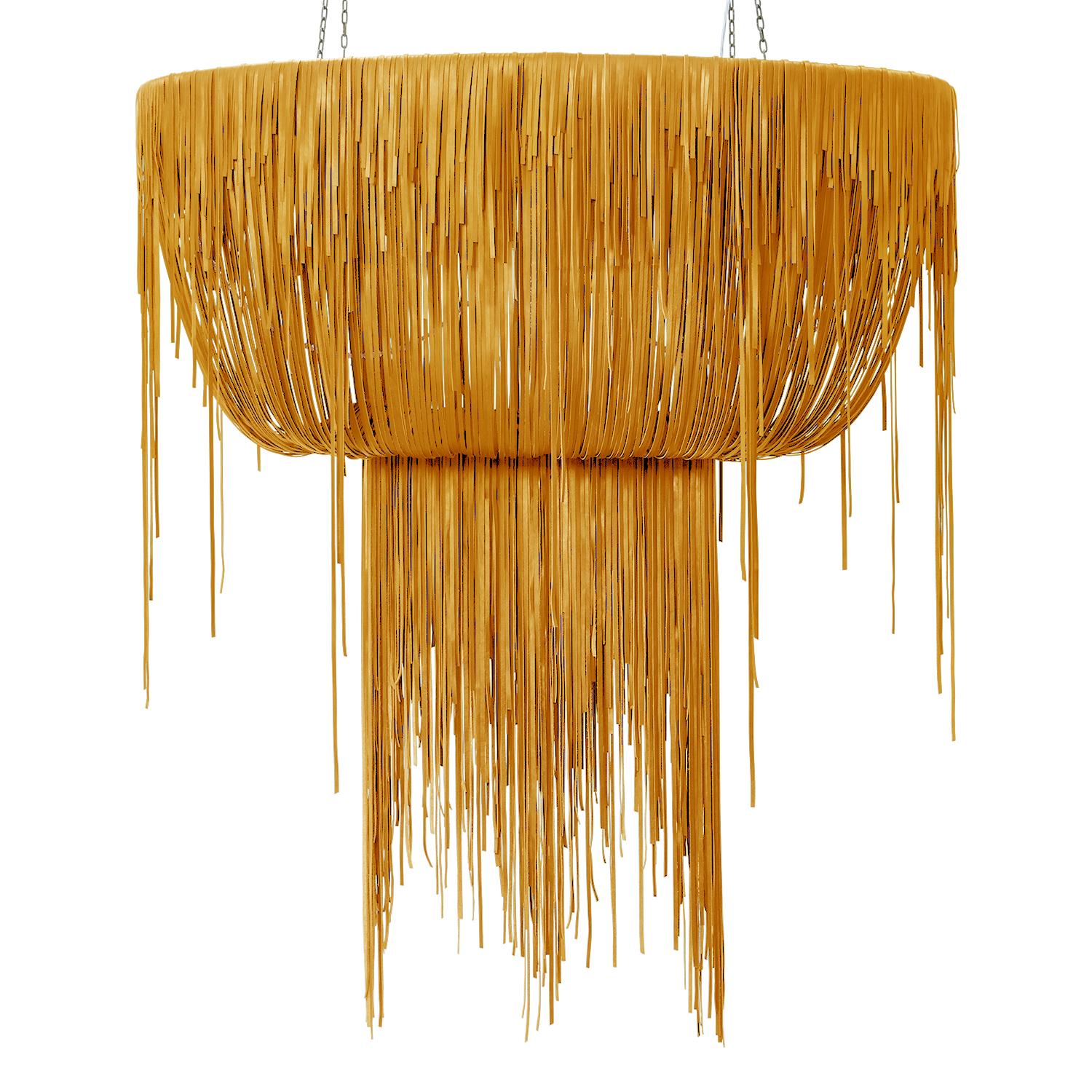 Large Oval Urchin Leather Chandelier in NeKeia Leather