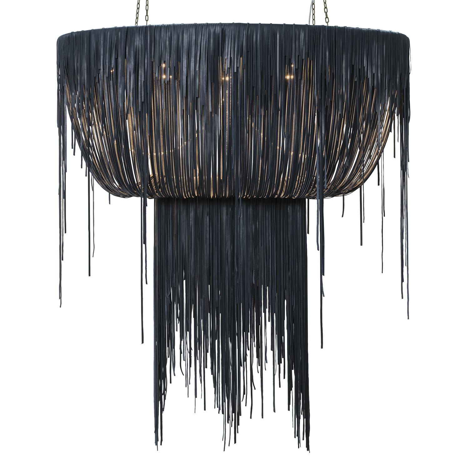 Large Oval Urchin Leather Chandelier in NeKeia Leather