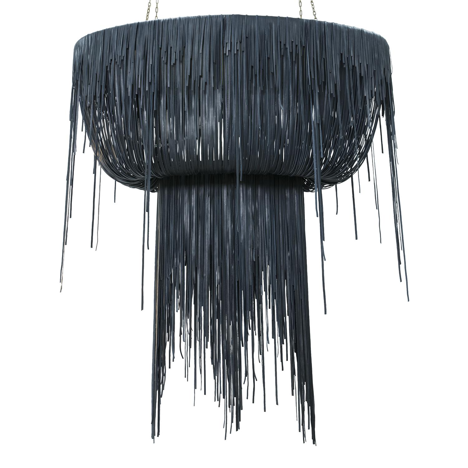 Large Oval Urchin Leather Chandelier in NeKeia Leather