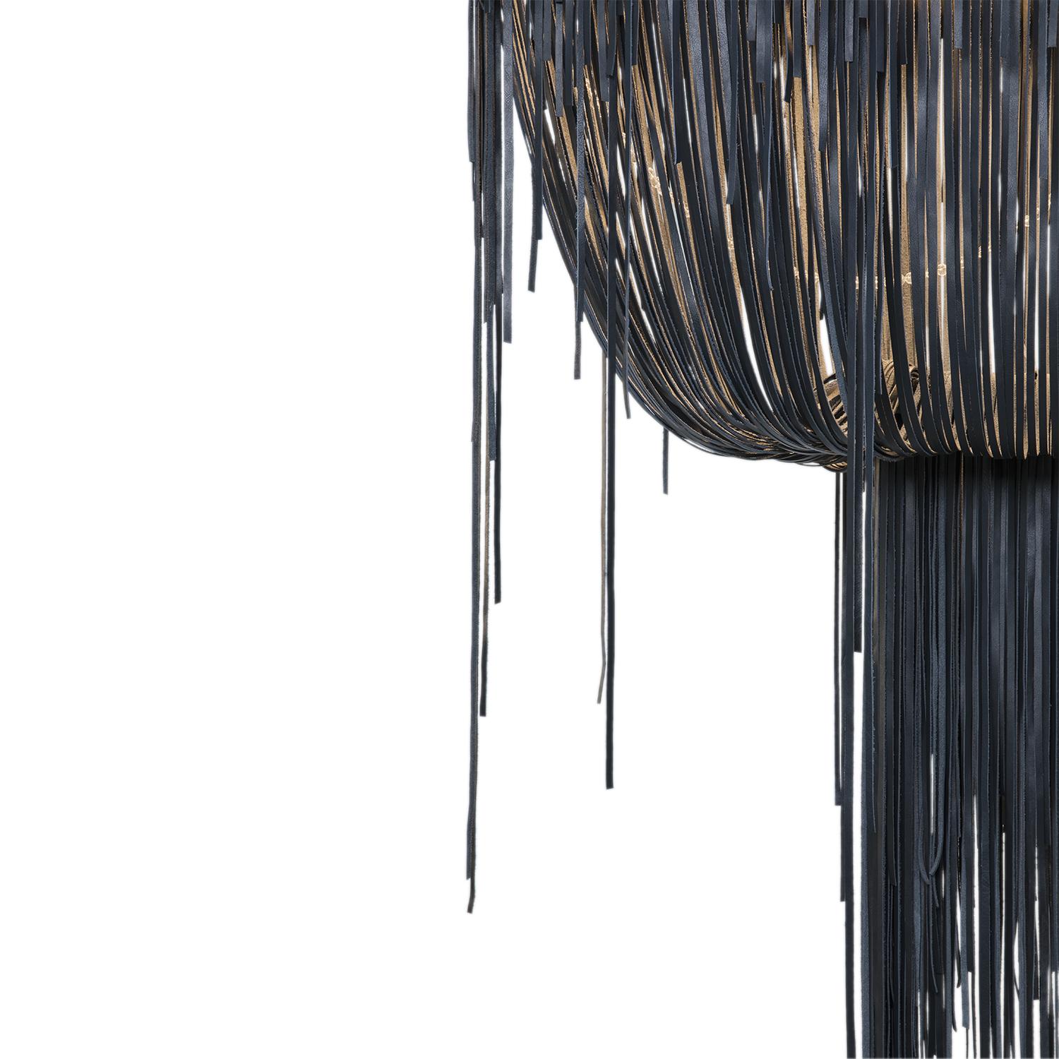 Large Oval Urchin Leather Chandelier in NeKeia Leather