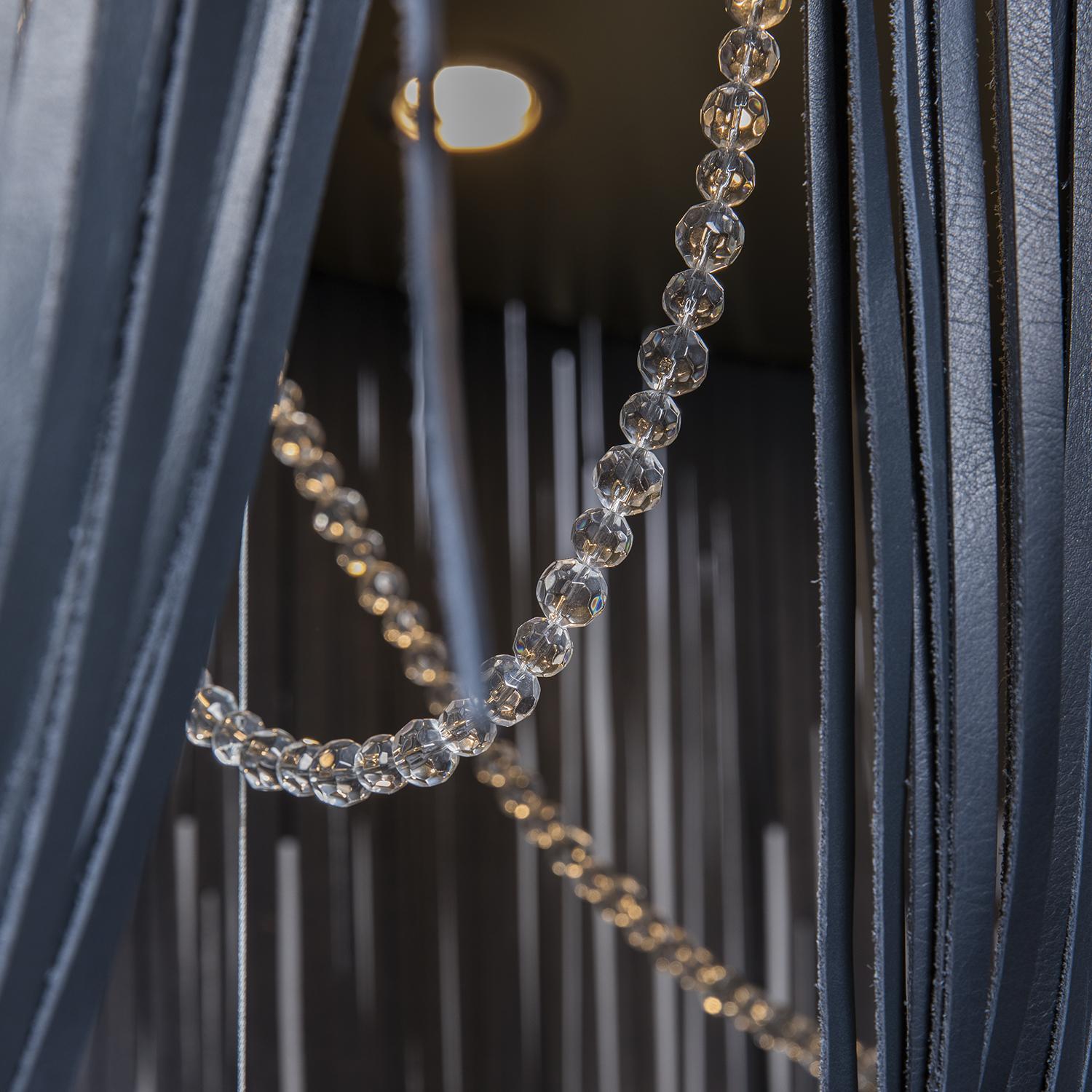 Large Oval Urchin Leather Chandelier in NeKeia Leather
