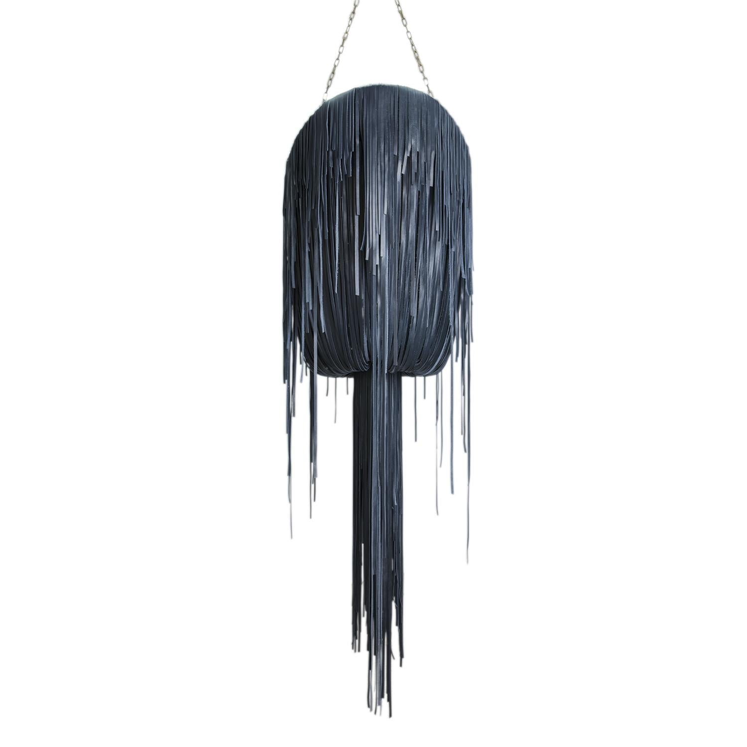 Large Oval Urchin Leather Chandelier in NeKeia Leather