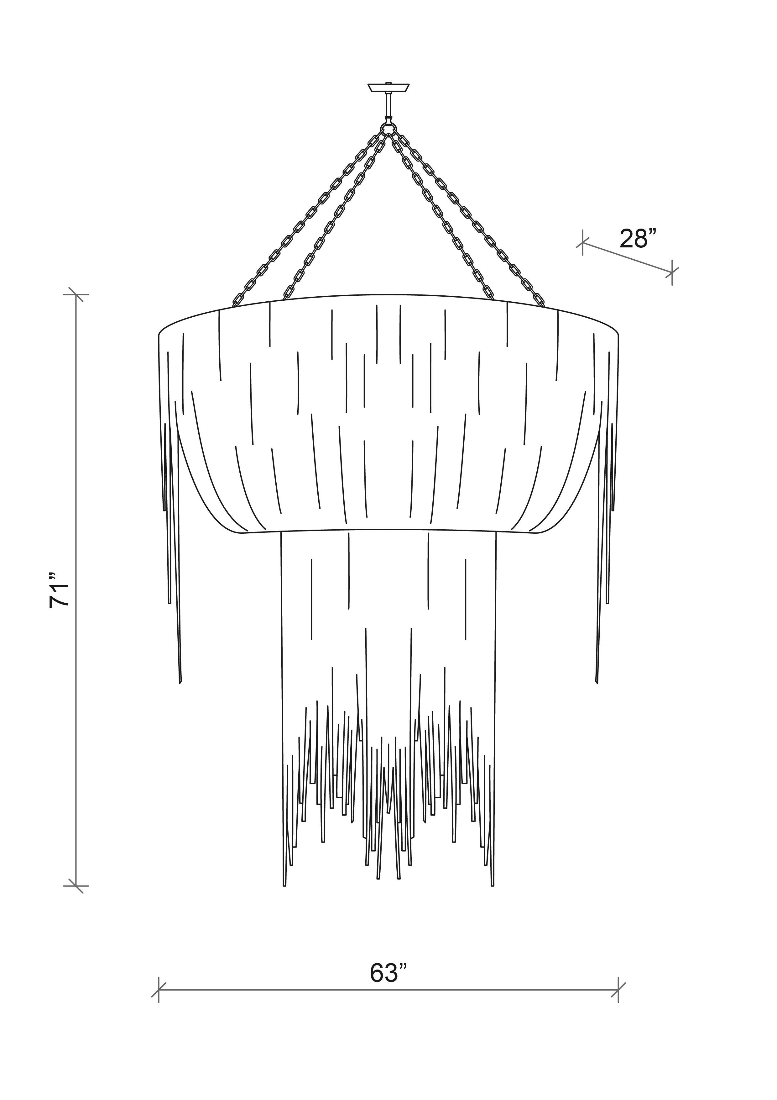 Large Oval Urchin Leather Chandelier in Premium Leather