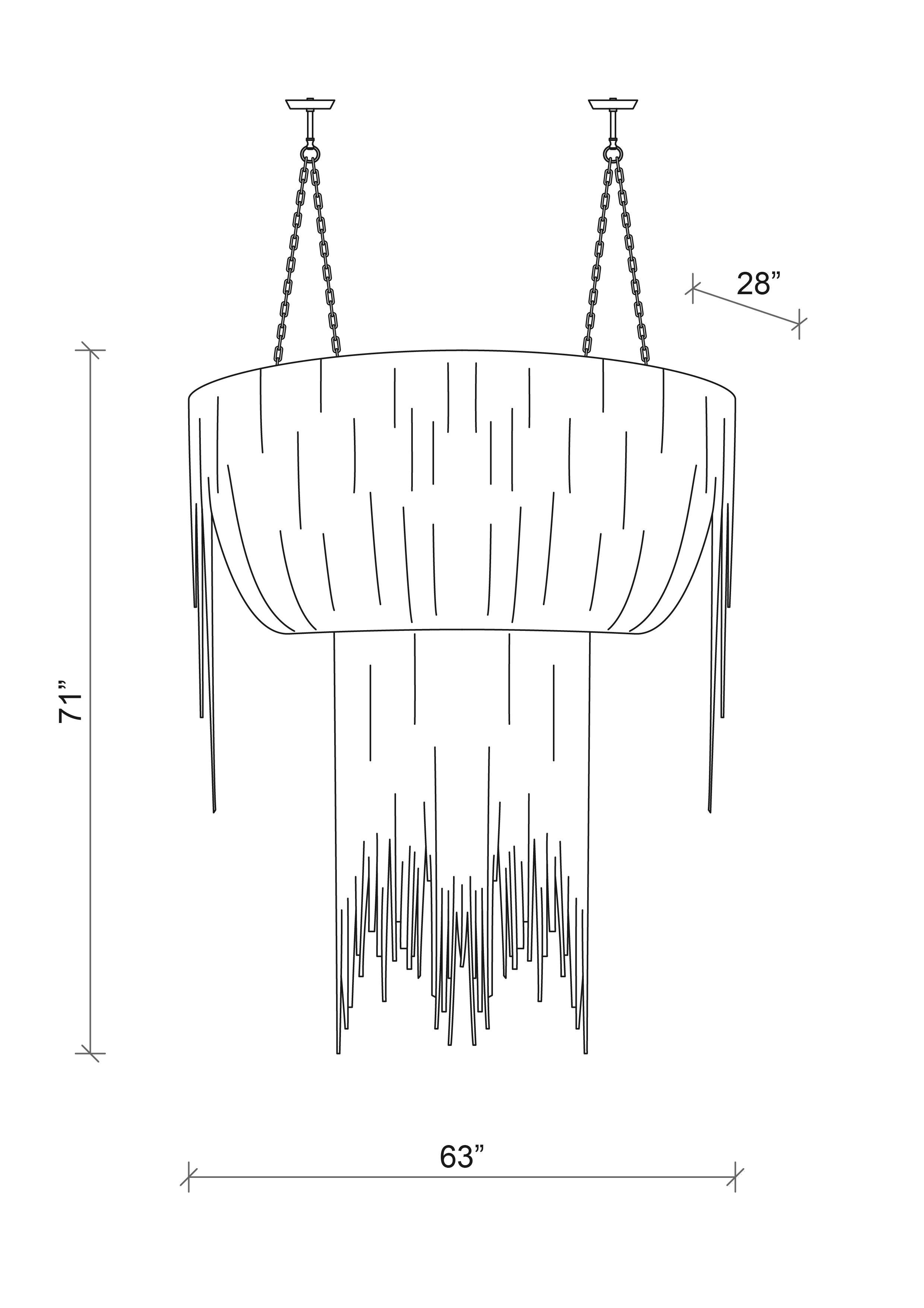 Large Oval Urchin Leather Chandelier in Premium Leather