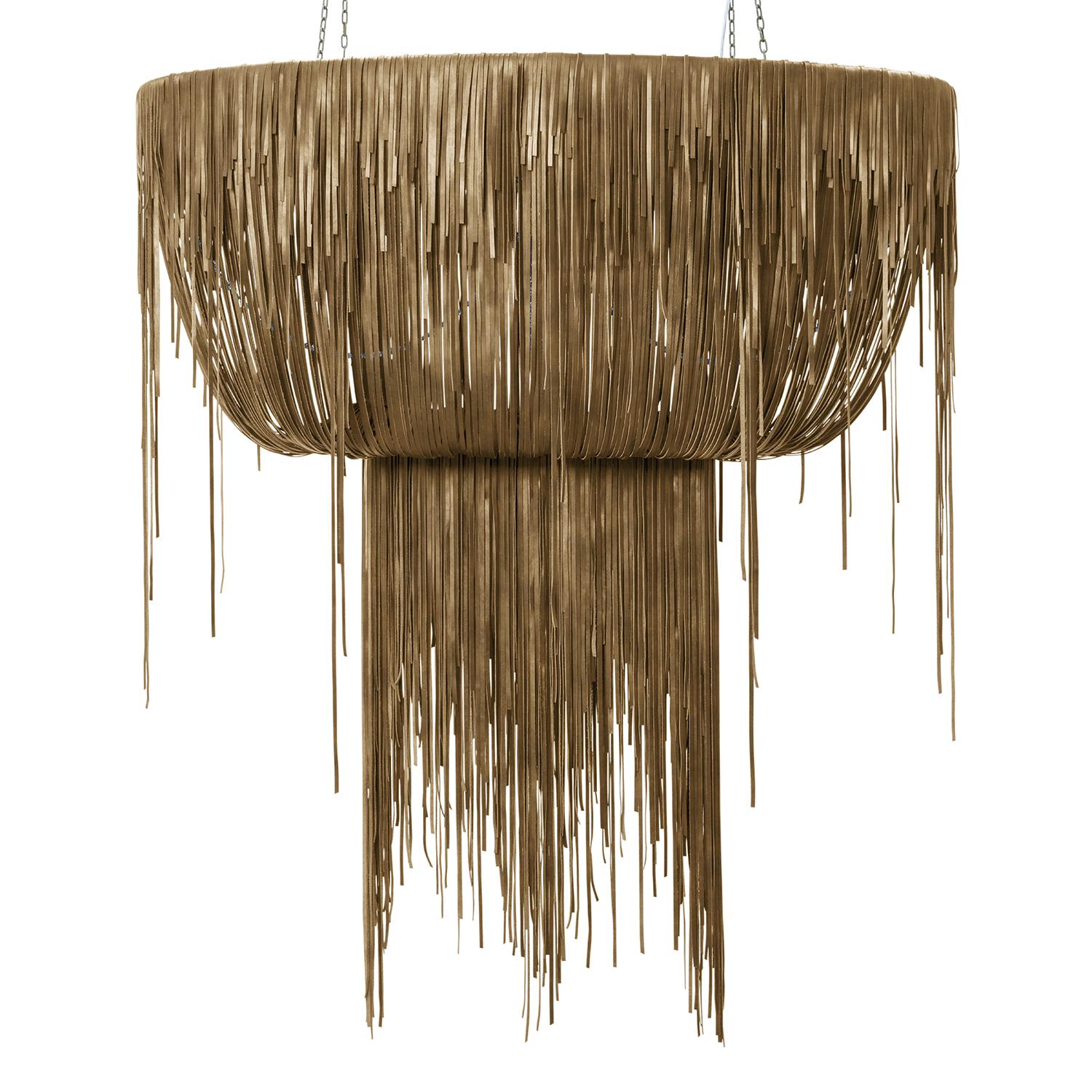 Large Oval Urchin Leather Chandelier in Premium Leather