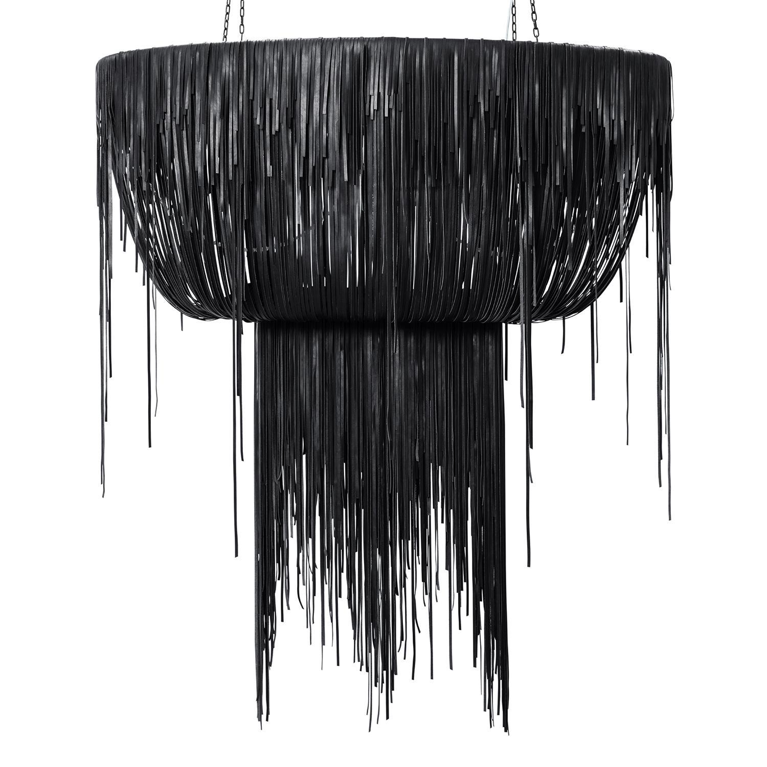 Large Oval Urchin Leather Chandelier in Premium Leather