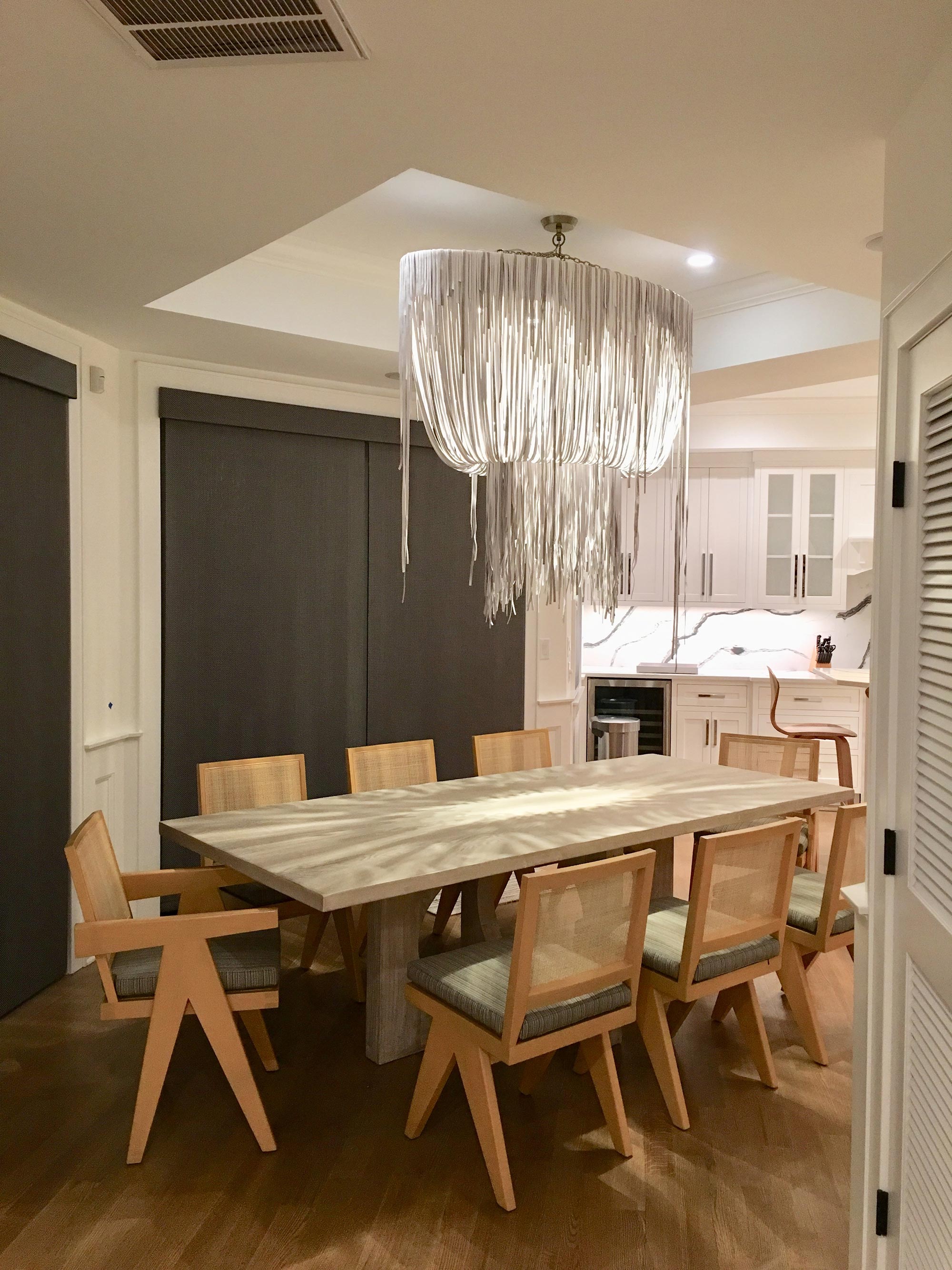 Medium Oval Urchin Leather Chandelier in Cream-Stone Leather