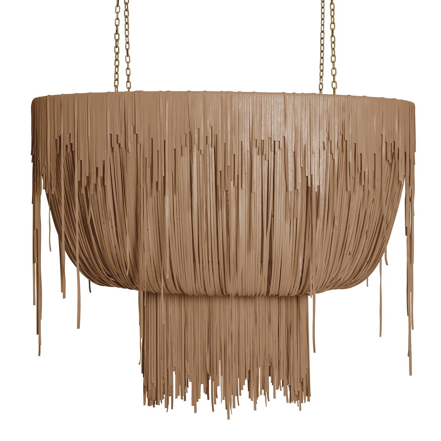 Medium Oval Urchin Leather Chandelier in Metallic Leather
