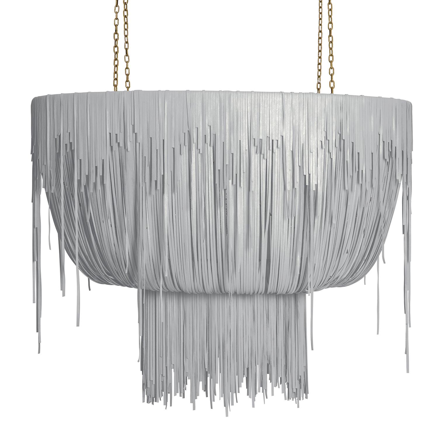 Medium Oval Urchin Leather Chandelier in Metallic Leather