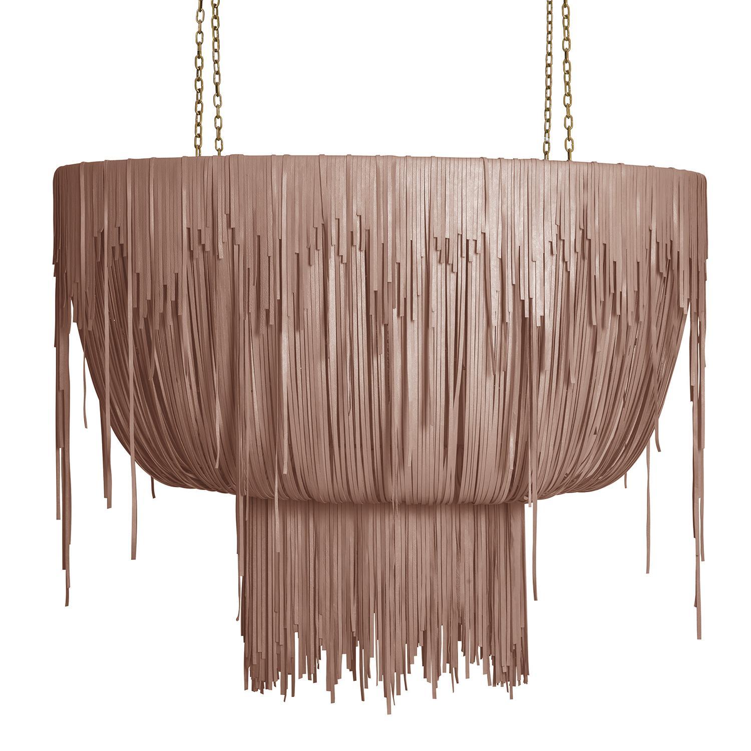 Medium Oval Urchin Leather Chandelier in Metallic Leather