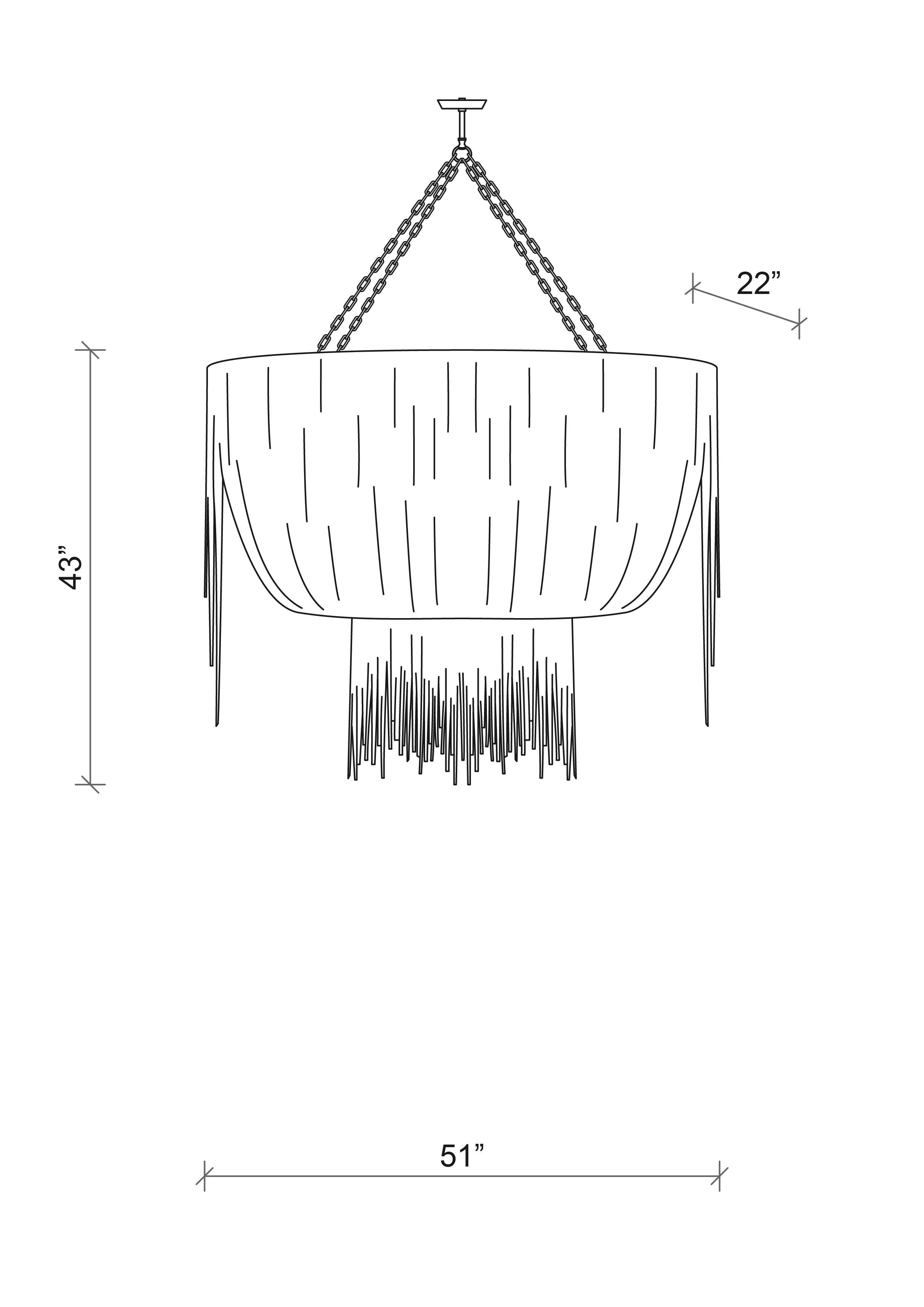 Medium Oval Urchin Leather Chandelier in NeKeia Leather