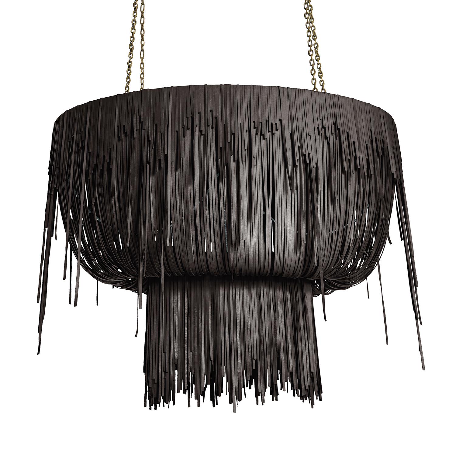 Medium Oval Urchin Leather Chandelier in Premium Leather