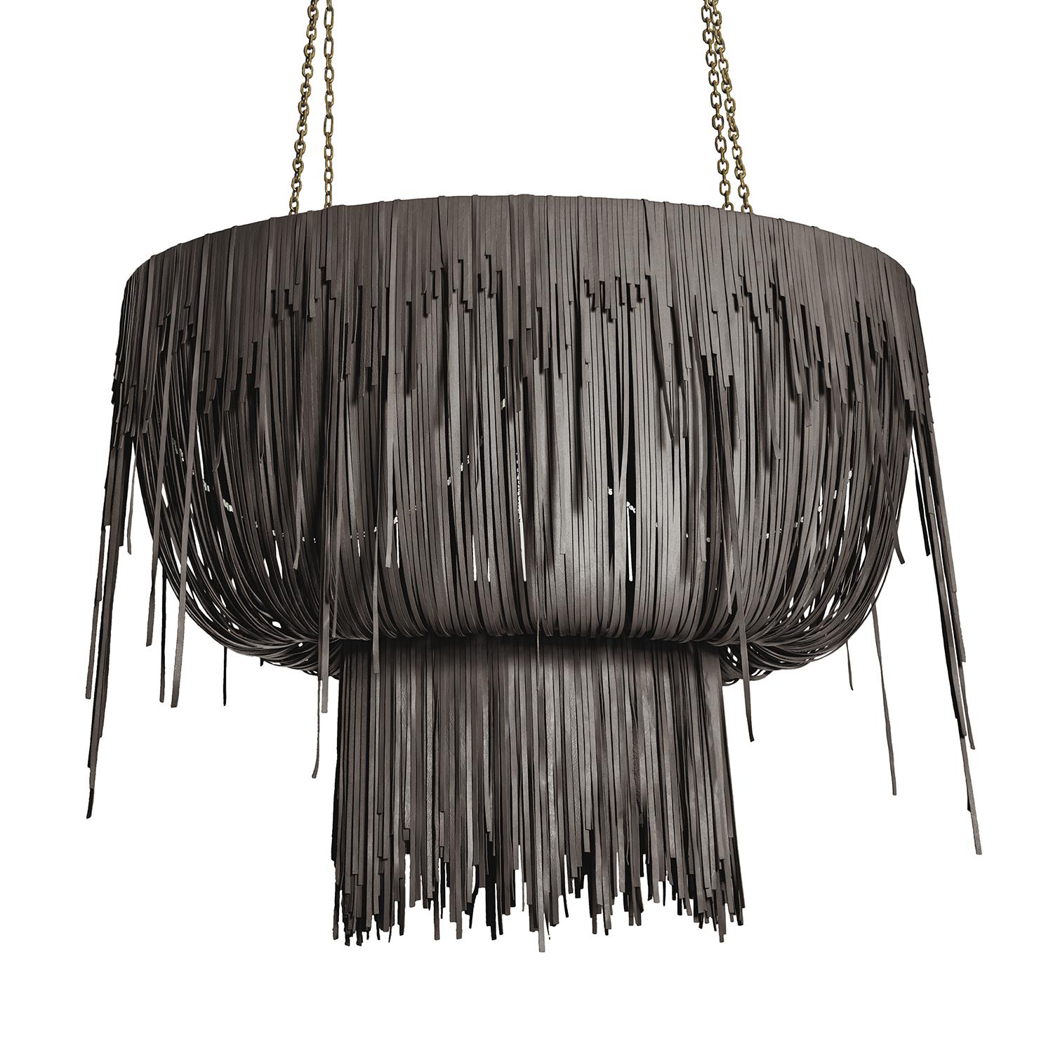 Medium Oval Urchin Leather Chandelier in Premium Leather