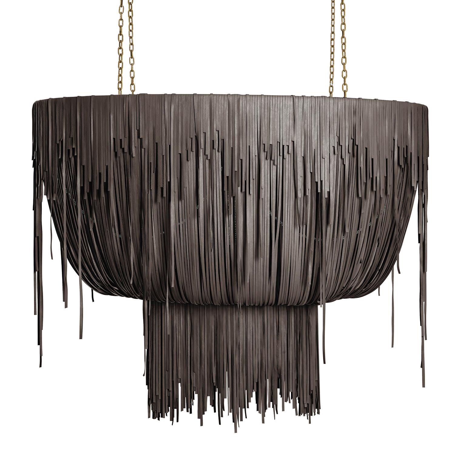 Medium Oval Urchin Leather Chandelier in Premium Leather