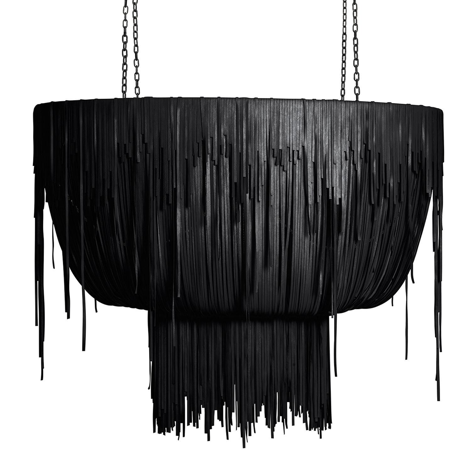 Medium Oval Urchin Leather Chandelier in Premium Leather