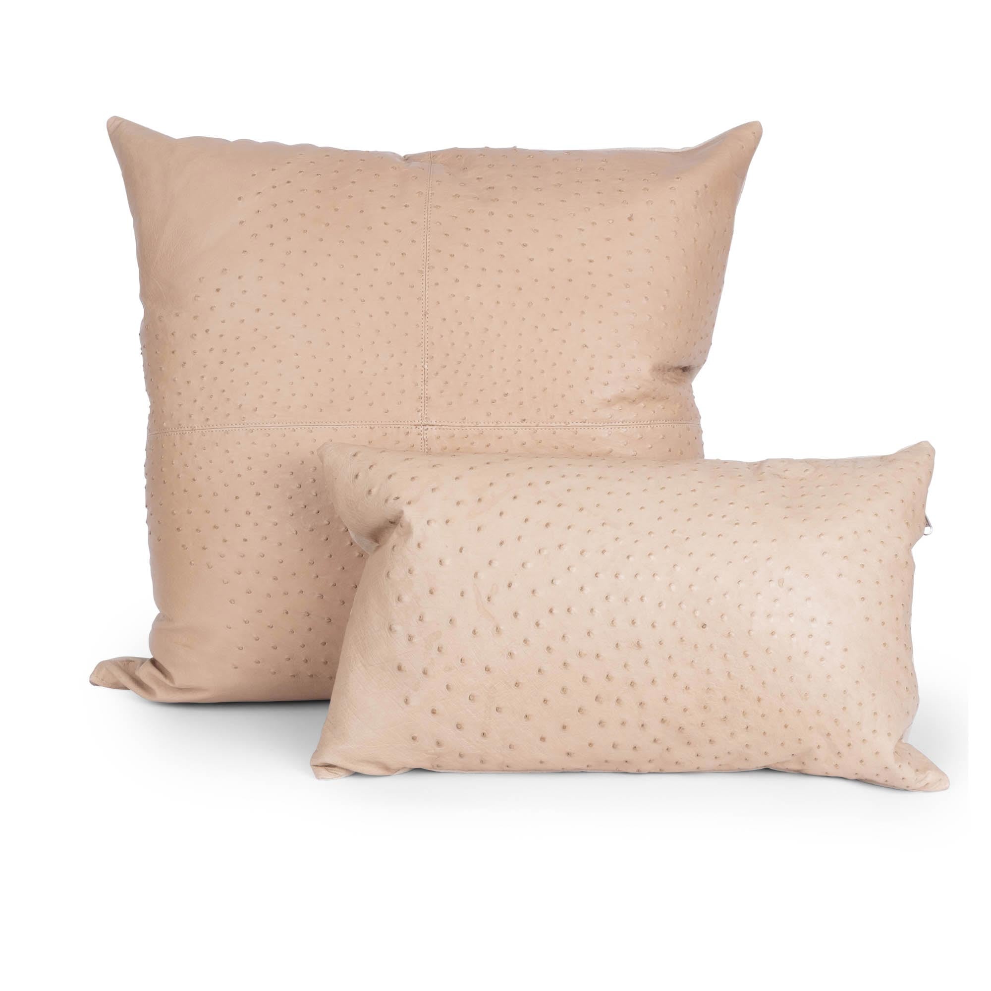 Ostrich Leather Lumbar Pillow - Cream