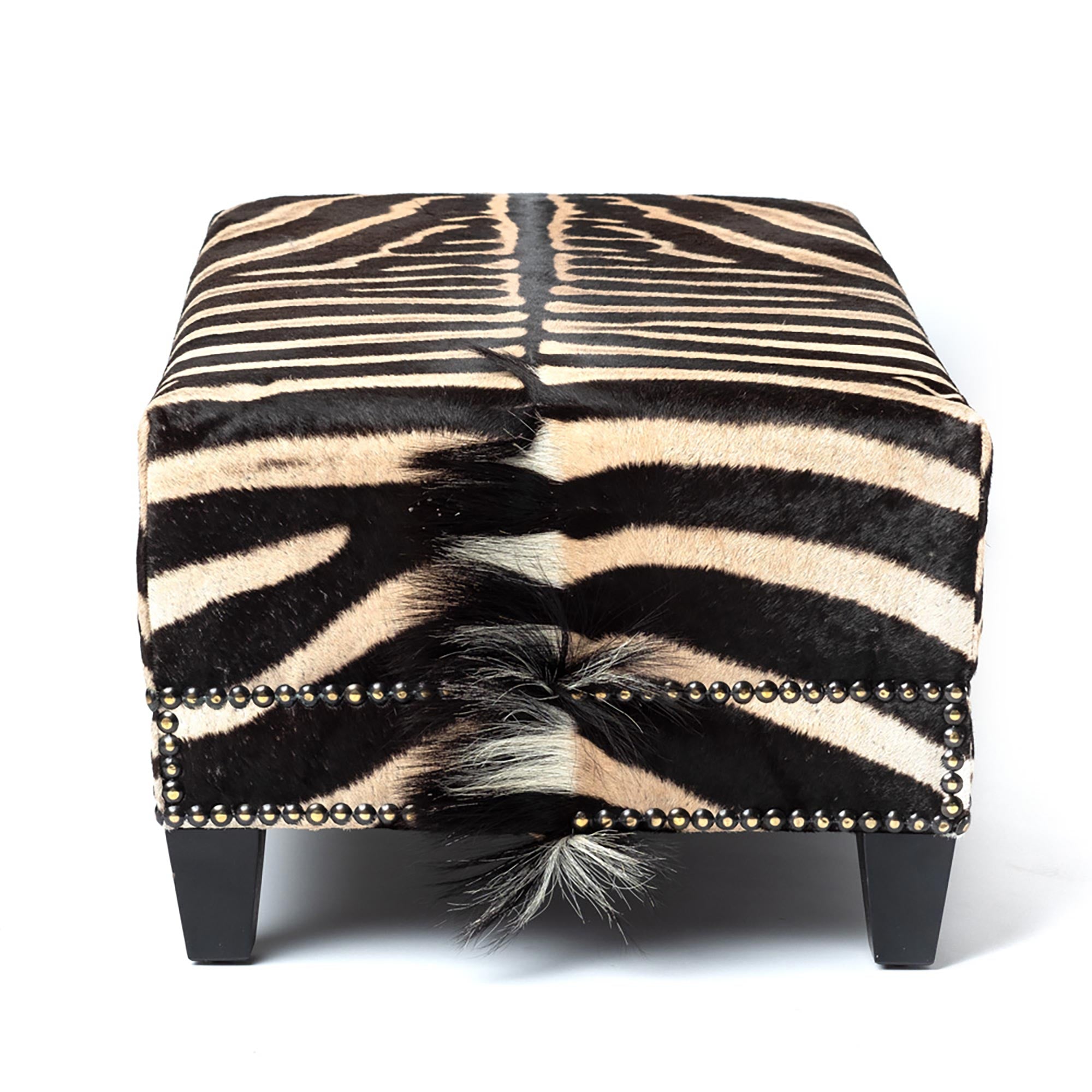 Rectangle Zebra Hide Ottoman