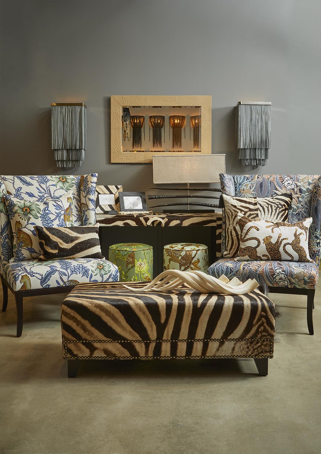 Rectangle Zebra Hide Ottoman
