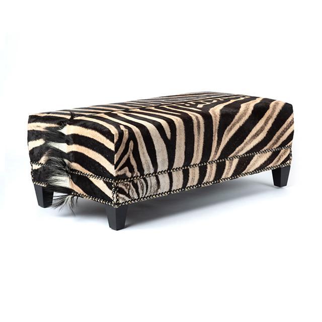 Rectangle Zebra Hide Ottoman