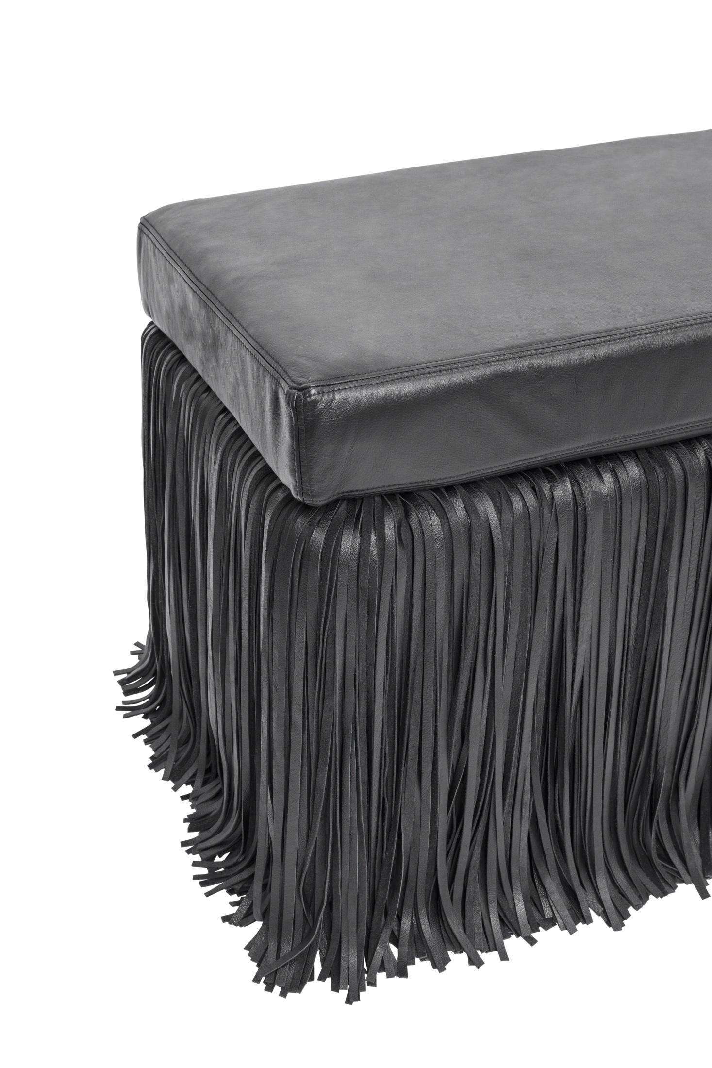 Shaggy Leather Bench