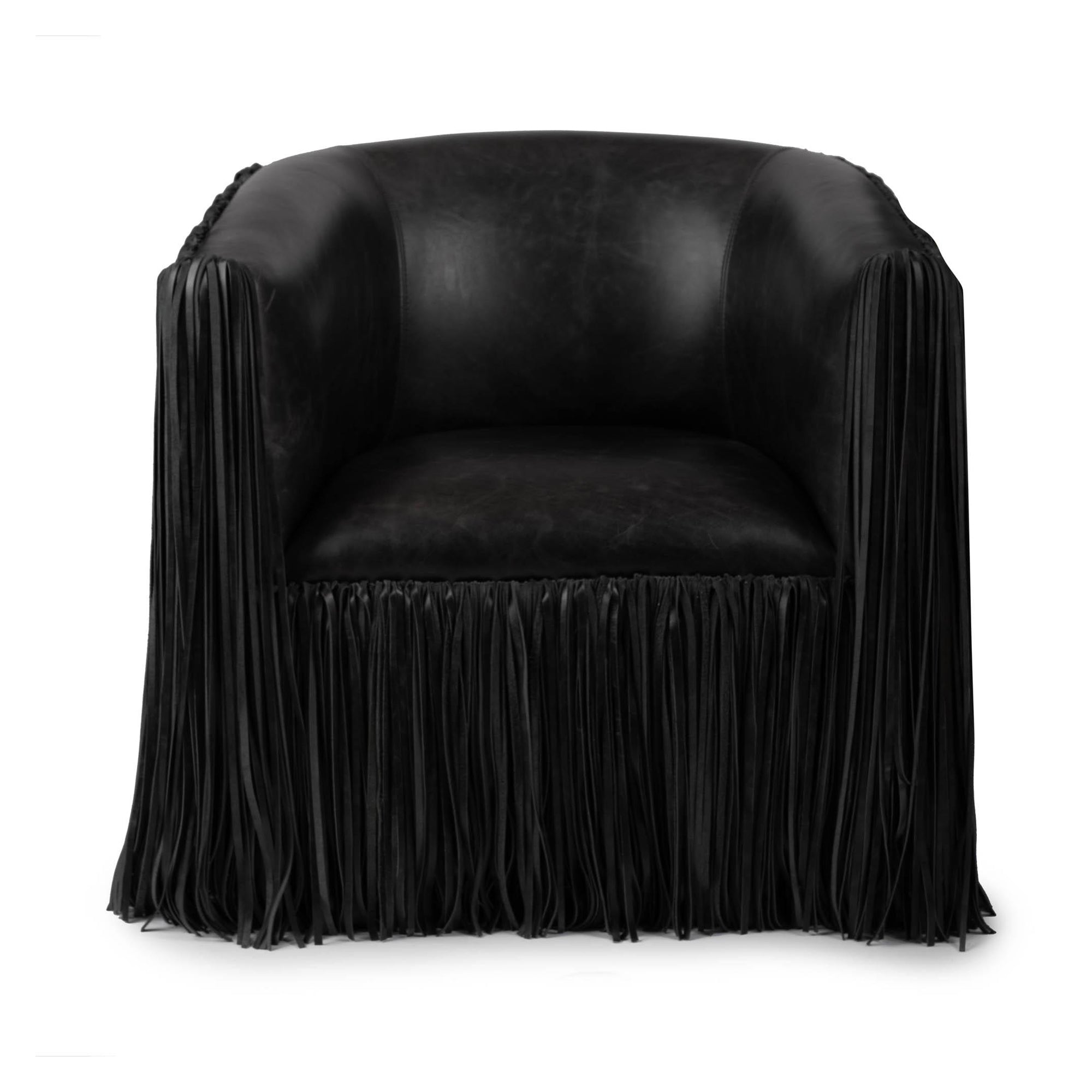 Shaggy Leather Swivel Chair in Premium Leather