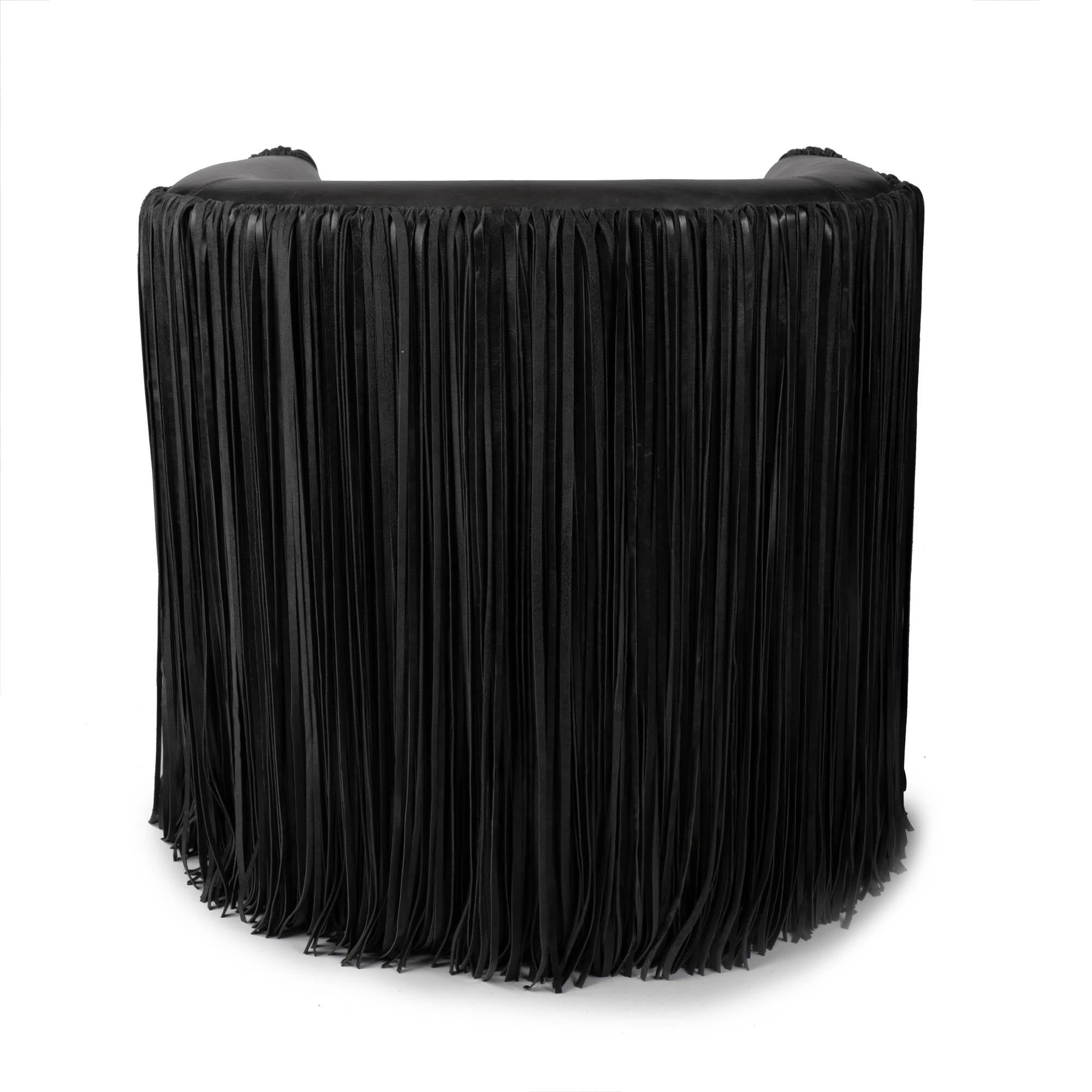 Shaggy Leather Swivel Chair in Premium Leather