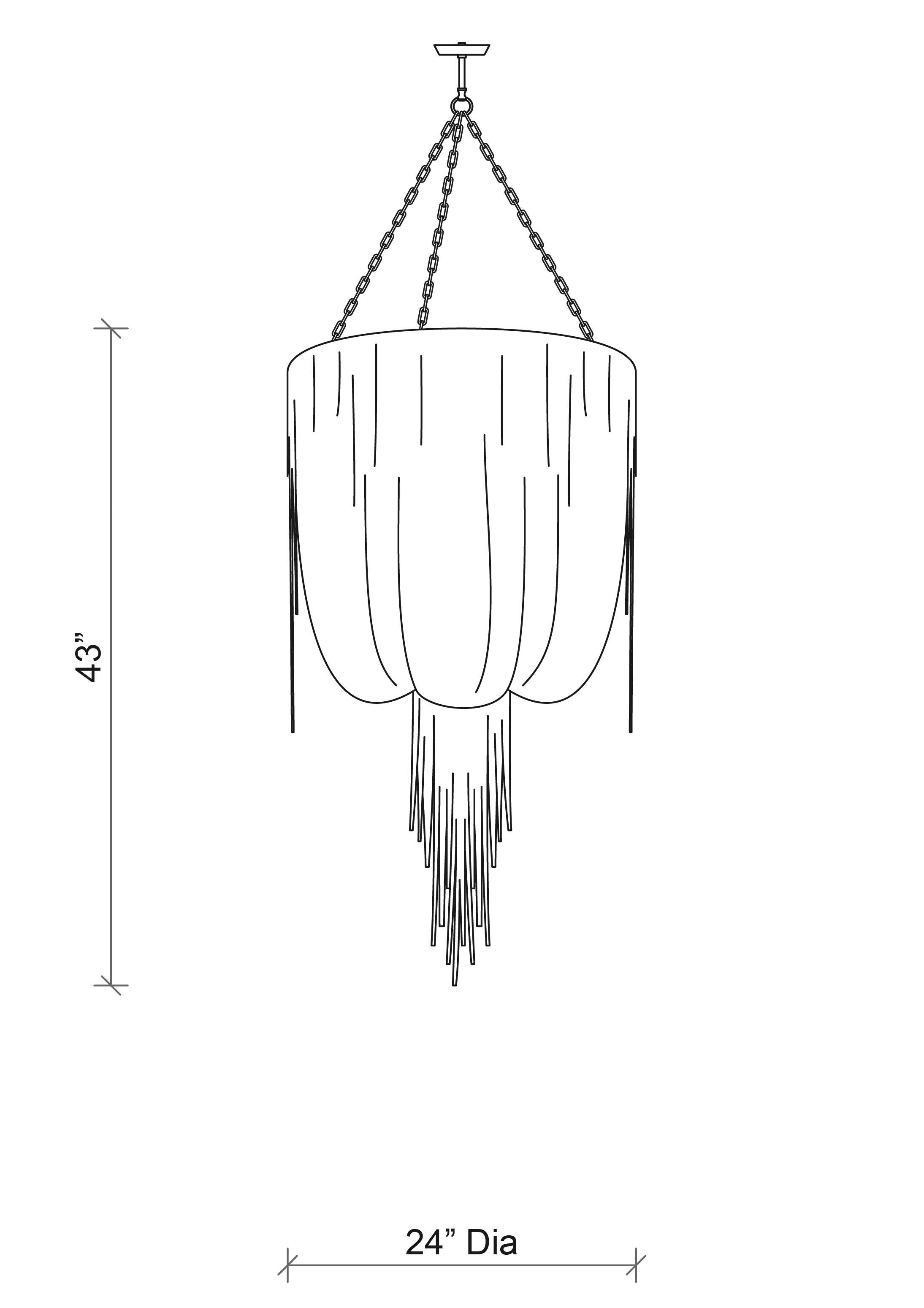 Small Round Urchin Leather Chandelier