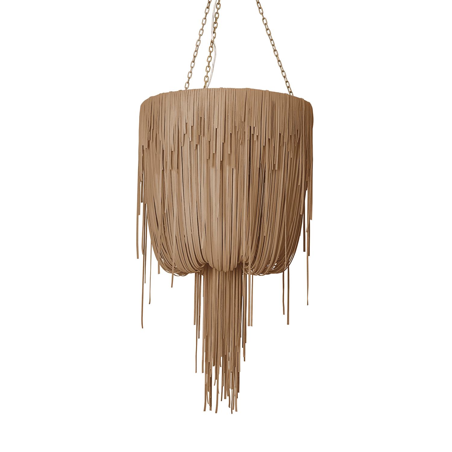 Small Round Urchin Leather Chandelier in Metallic Leather