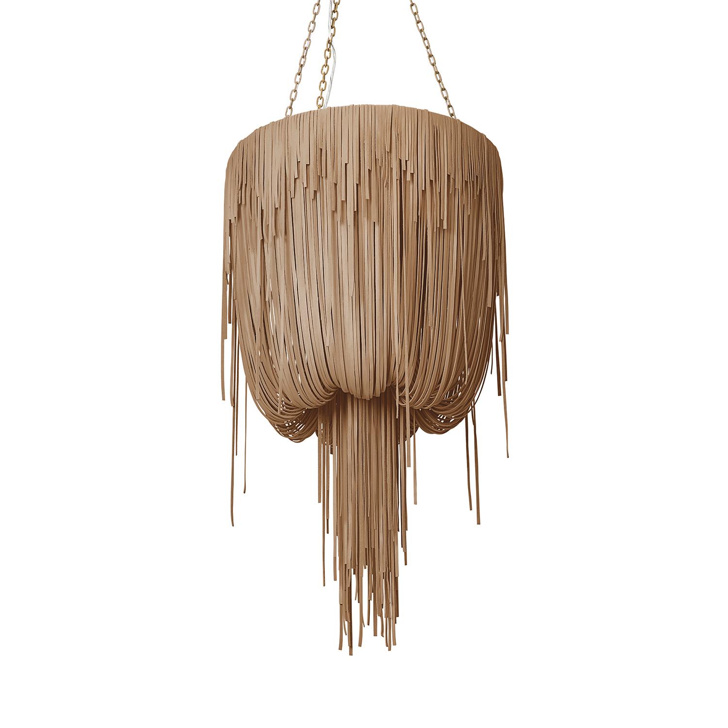 Small Round Urchin Leather Chandelier in Metallic Leather