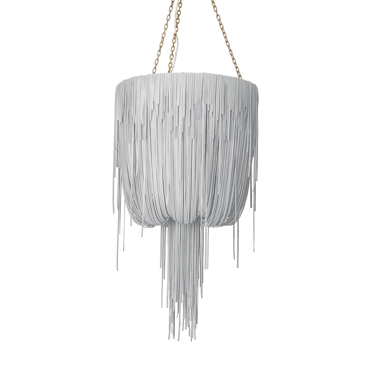 Small Round Urchin Leather Chandelier in Metallic Leather