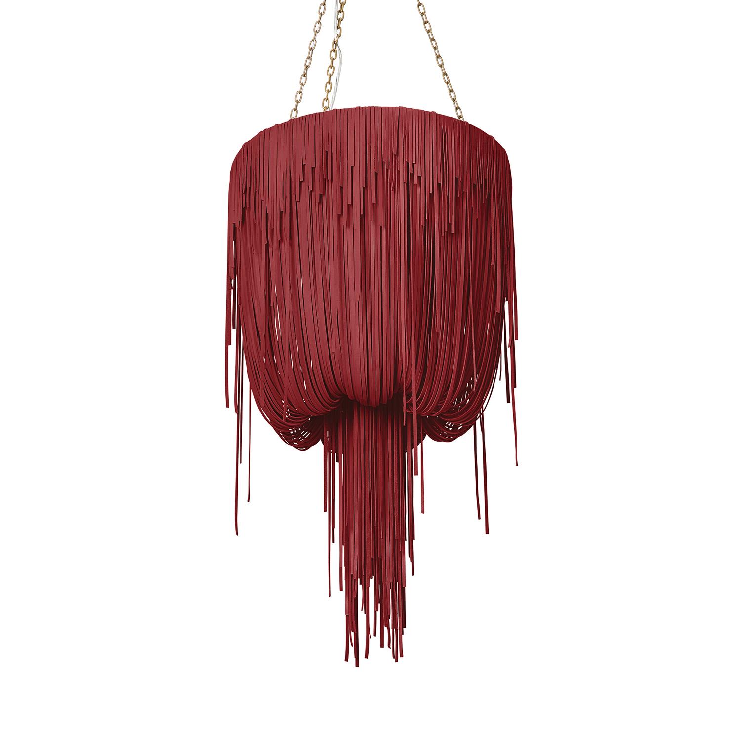 Small Round Urchin Leather Chandelier in NeKeia Leather