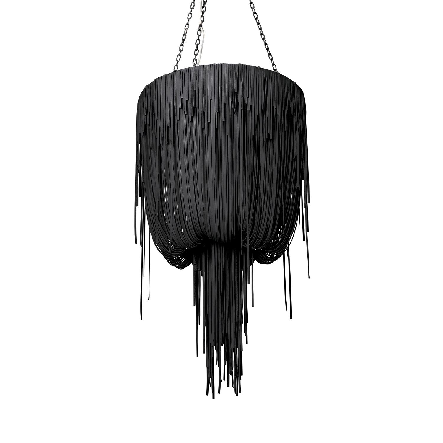 Small Round Urchin Leather Chandelier in Premium Leather