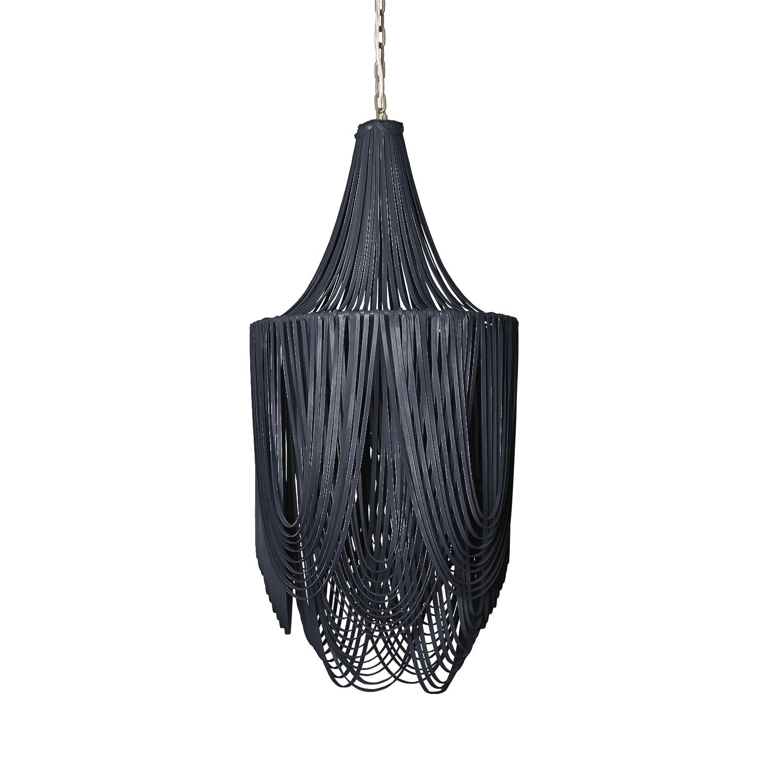 Small Round Whisper with Crown Leather Chandelier in NeKeia Leather
