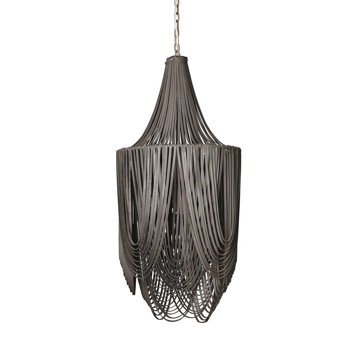 Small Round Whisper with Crown Leather Chandelier in Premium Leather