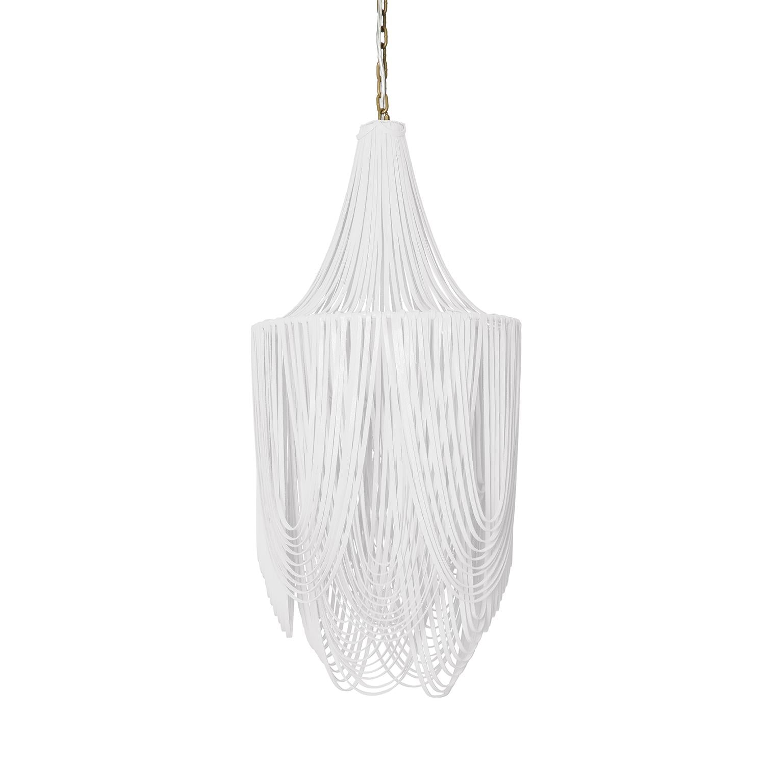 Small Round Whisper with Crown Leather Chandelier in Premium Leather