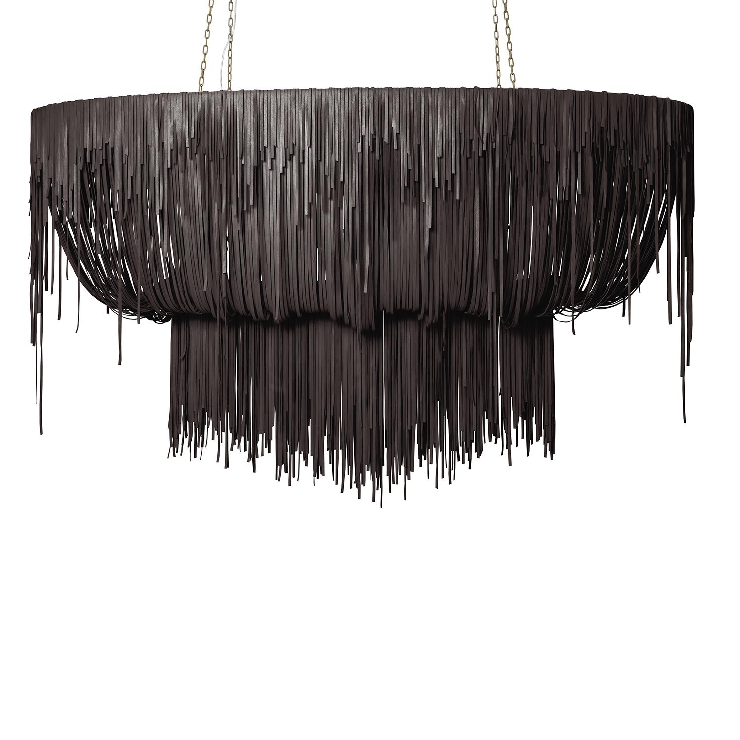 Stretch Oval Urchin Leather Chandelier in Premium Leather