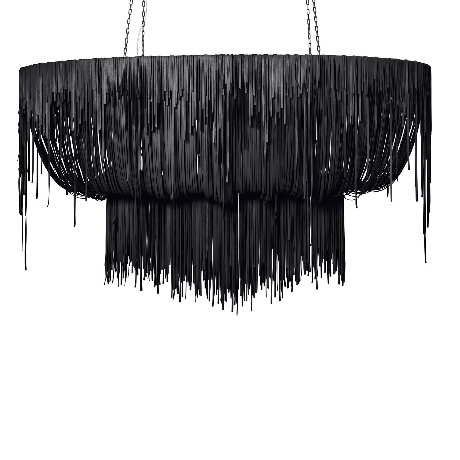 Stretch Oval Urchin Leather Chandelier in Premium Leather