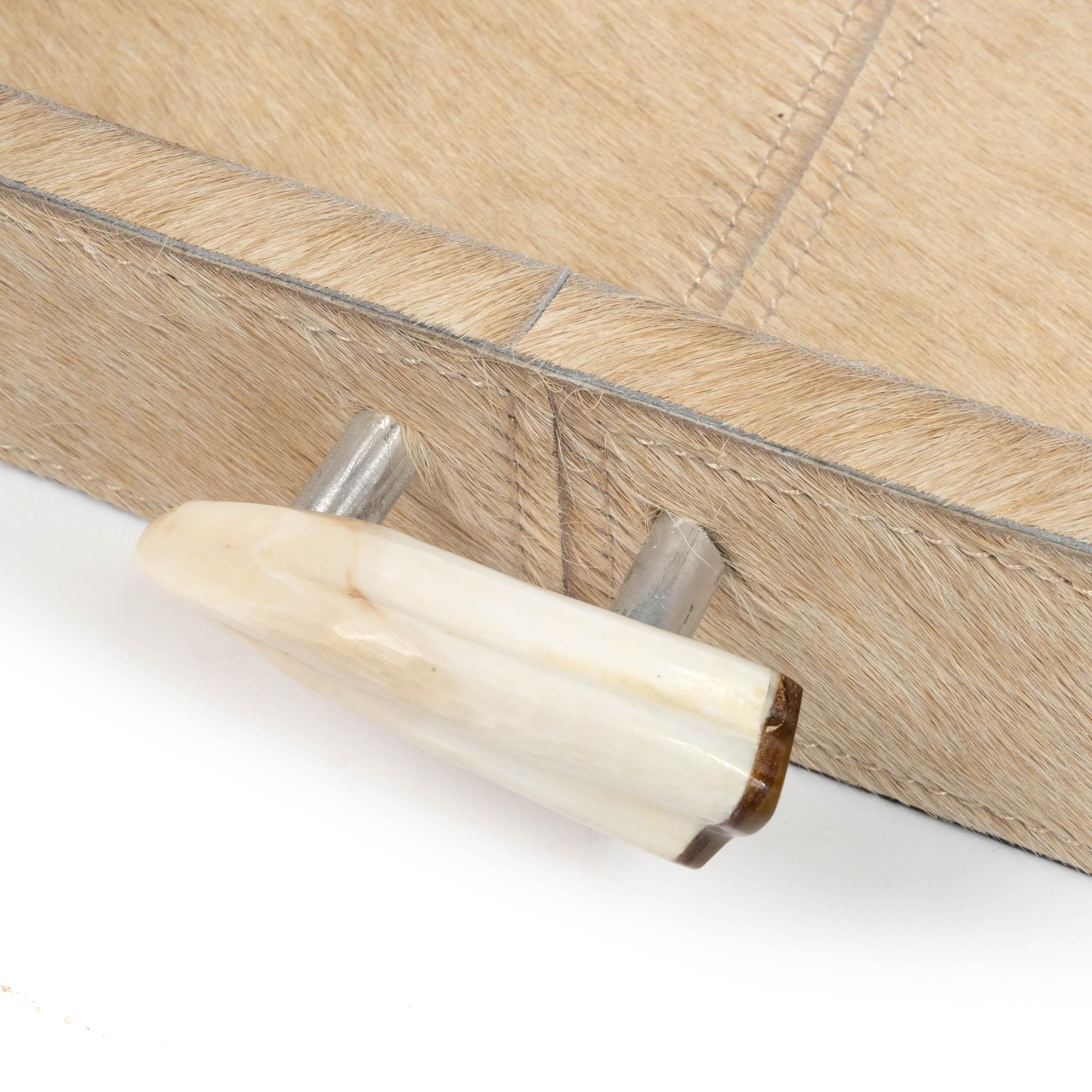 Cream Cow Hide Tray / Warthog Tusk Handles