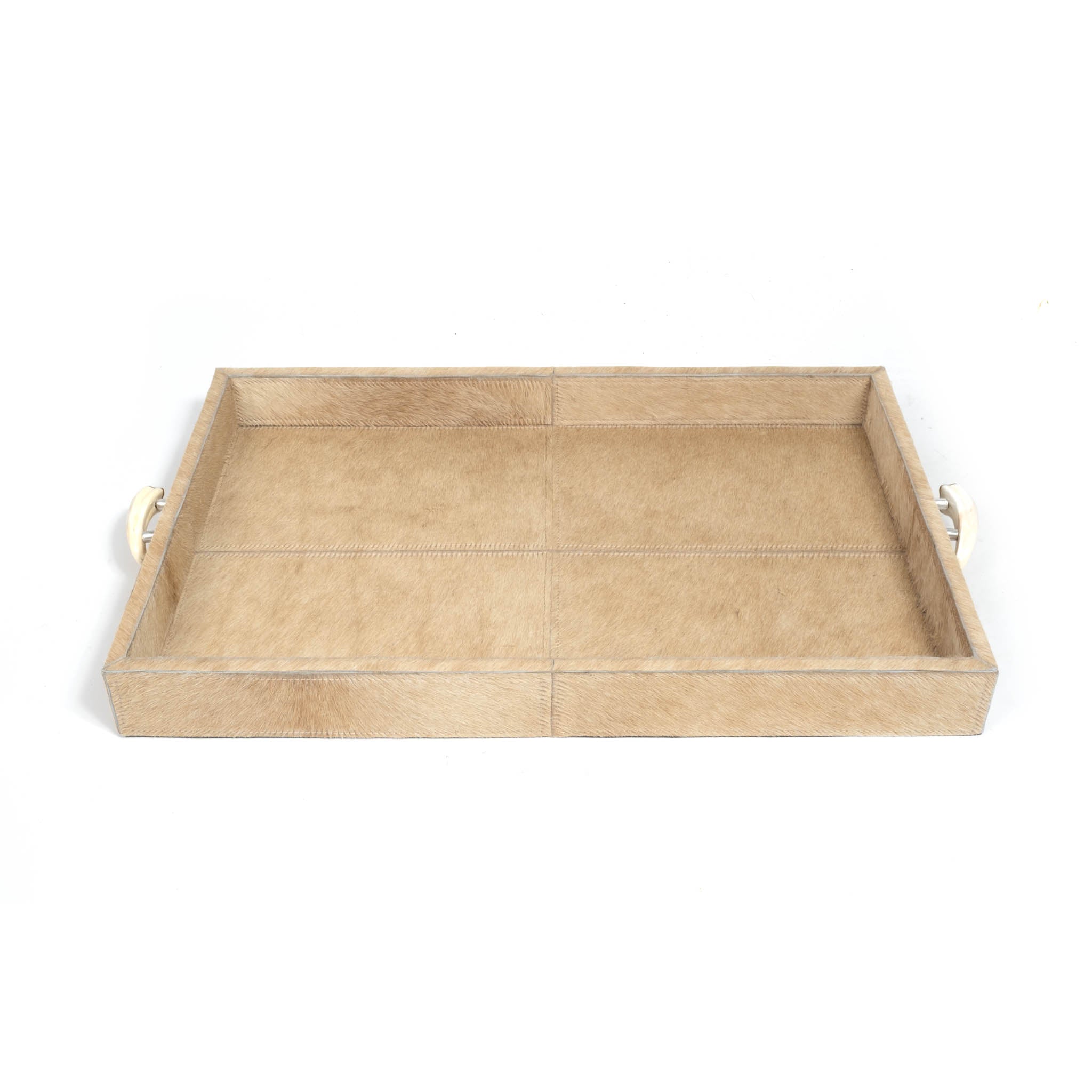 Cream Cow Hide Tray / Warthog Tusk Handles