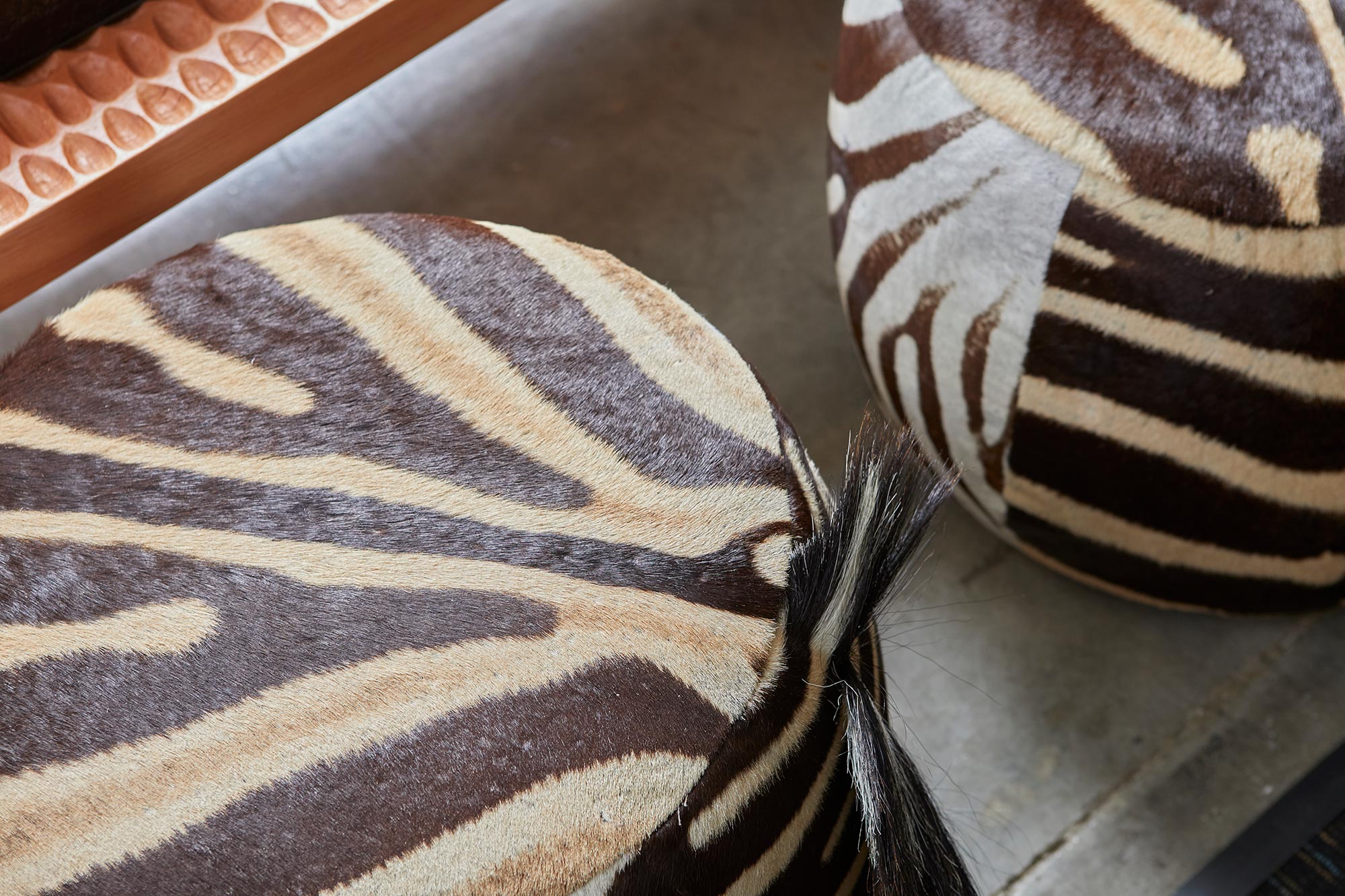 Zebra Hide Tub Ottoman