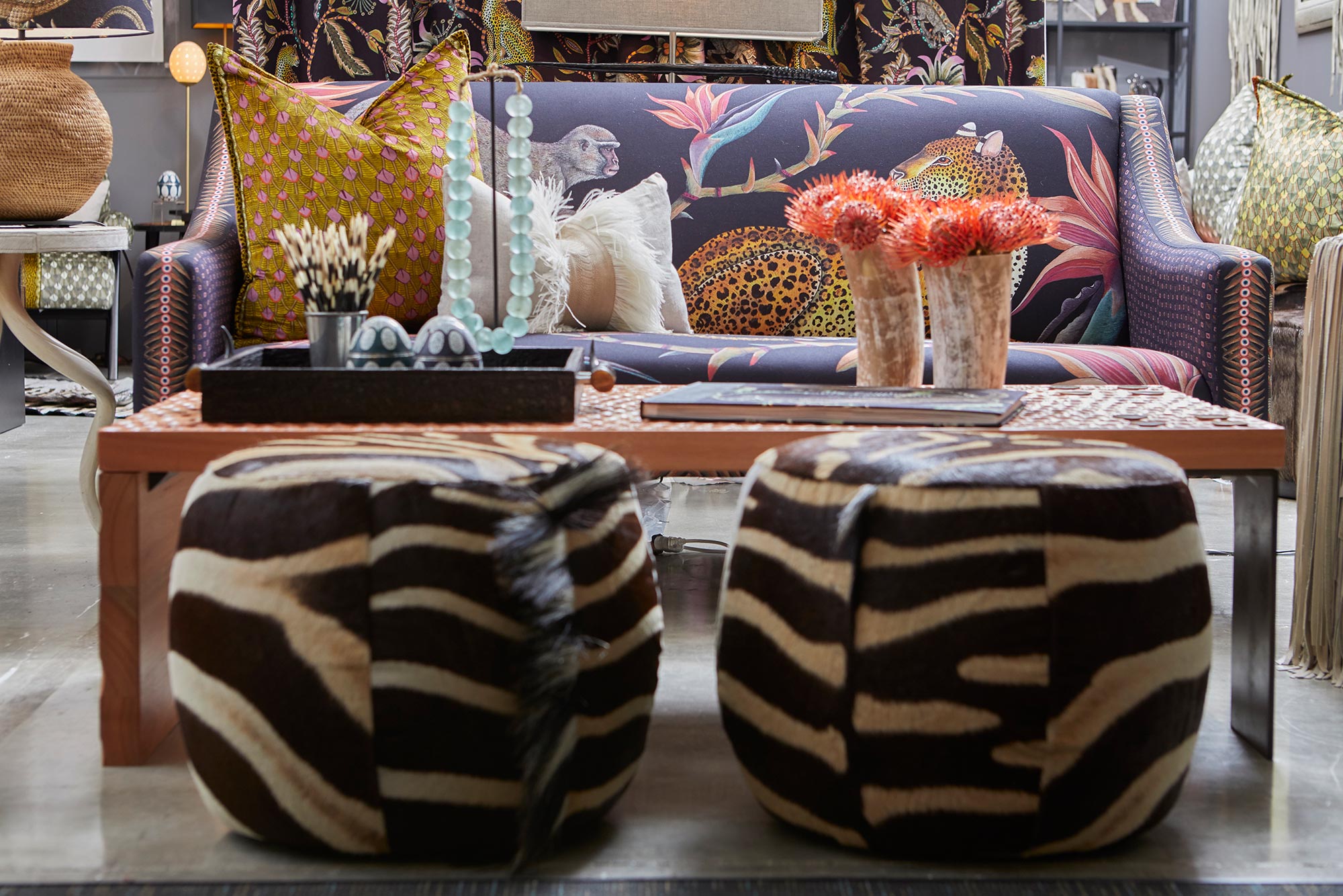 Zebra Hide Tub Ottoman