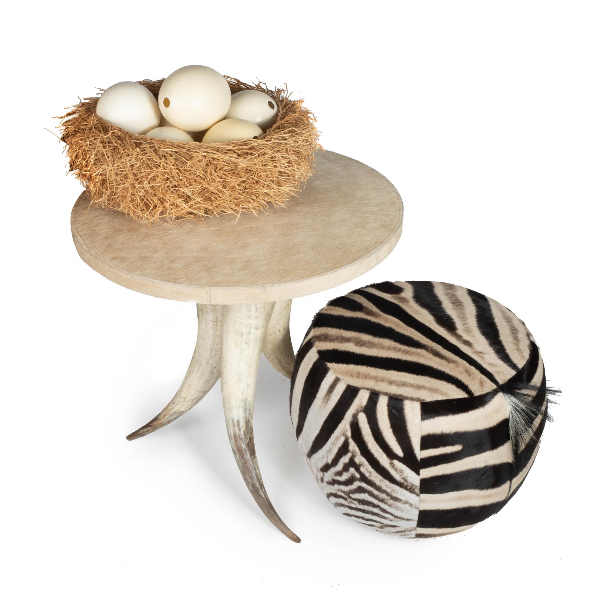 Zebra Hide Tub Ottoman