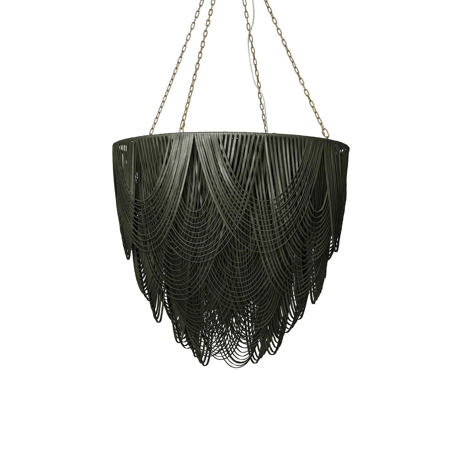 Extra Large Round Whisper Leather Chandelier in NeKeia Leather