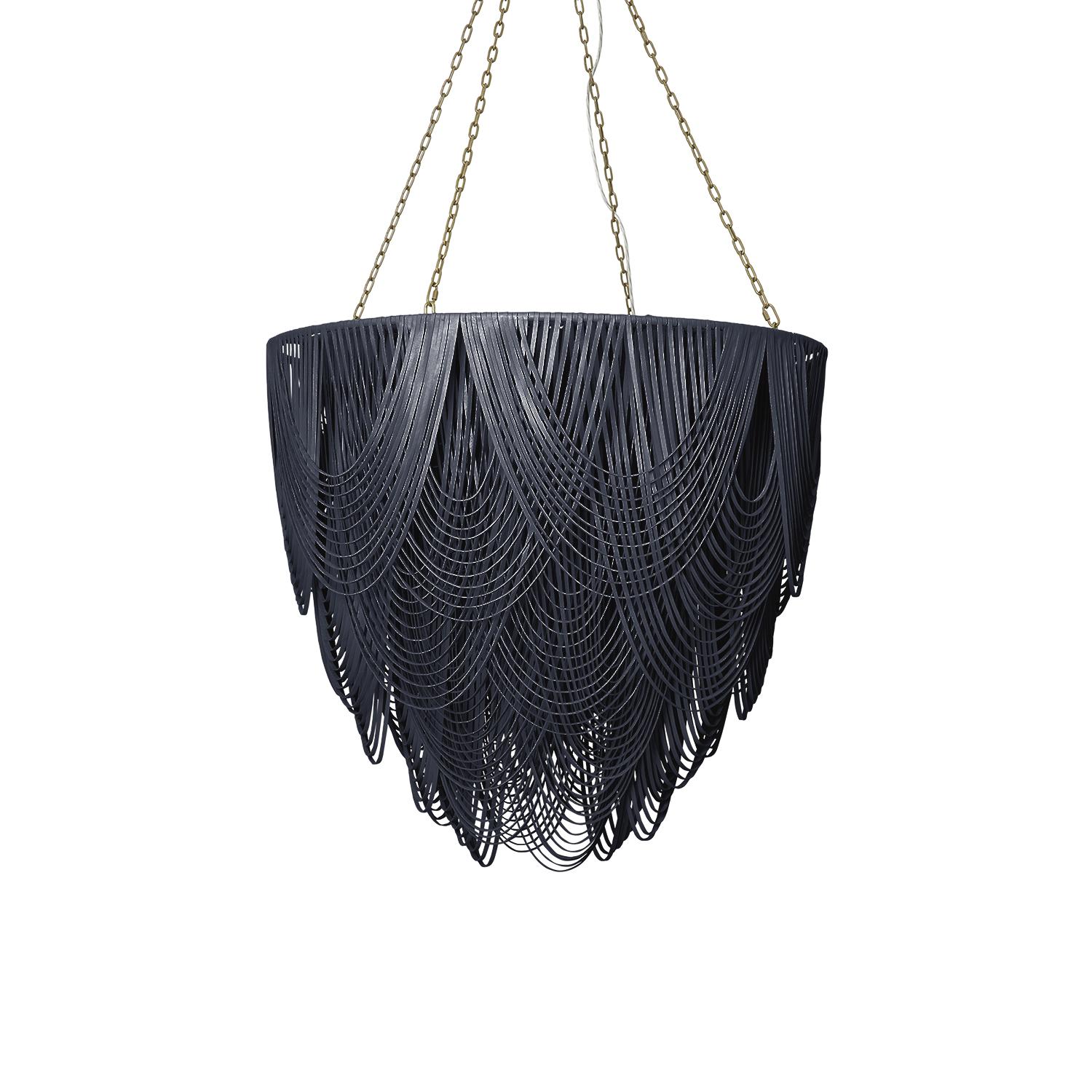 Extra Large Round Whisper Leather Chandelier in NeKeia Leather