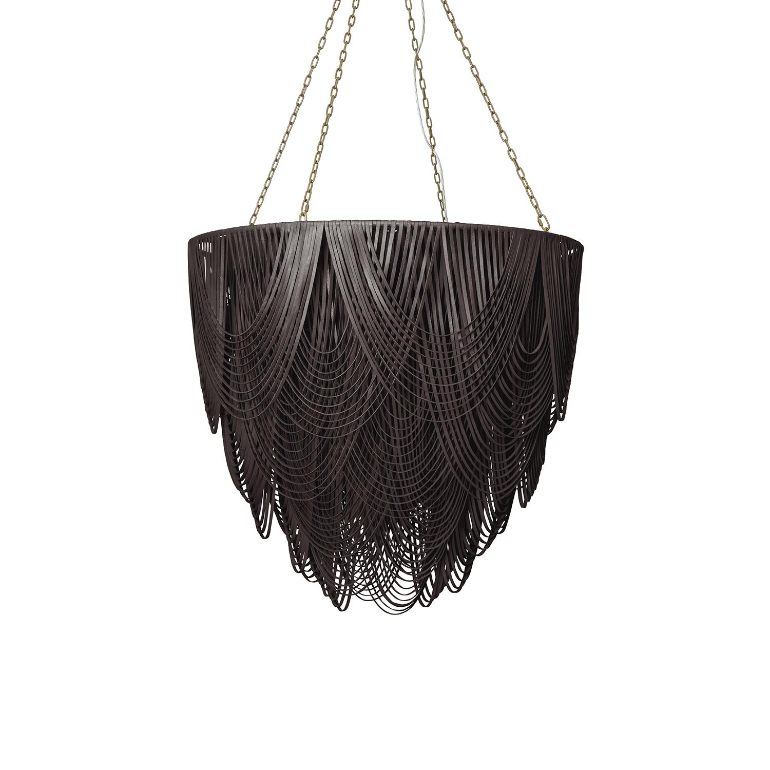 Extra Large Round Whisper Leather Chandelier in Premium Leather