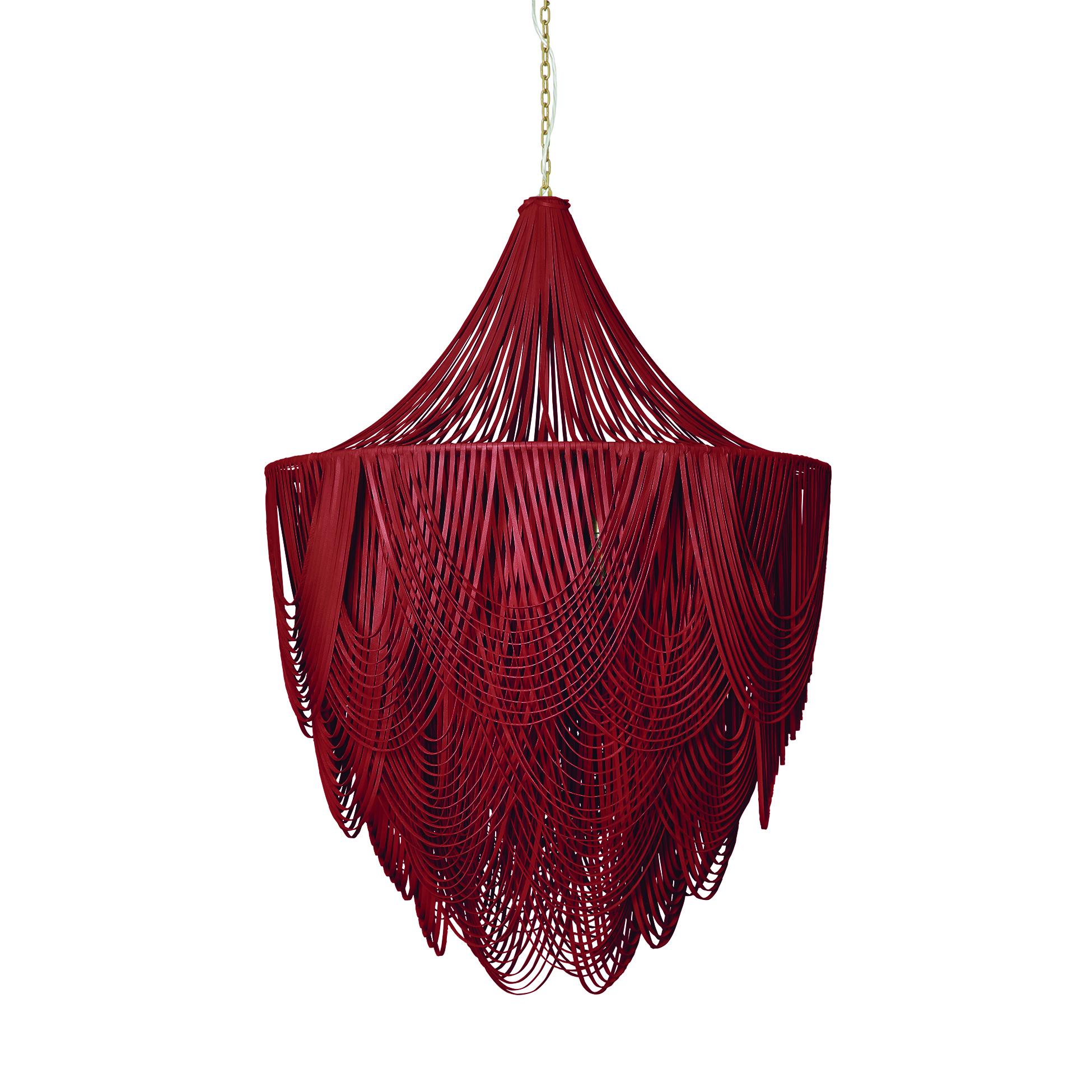 Extra Large Round Whisper with Crown Leather Chandelier in NeKeia Leather